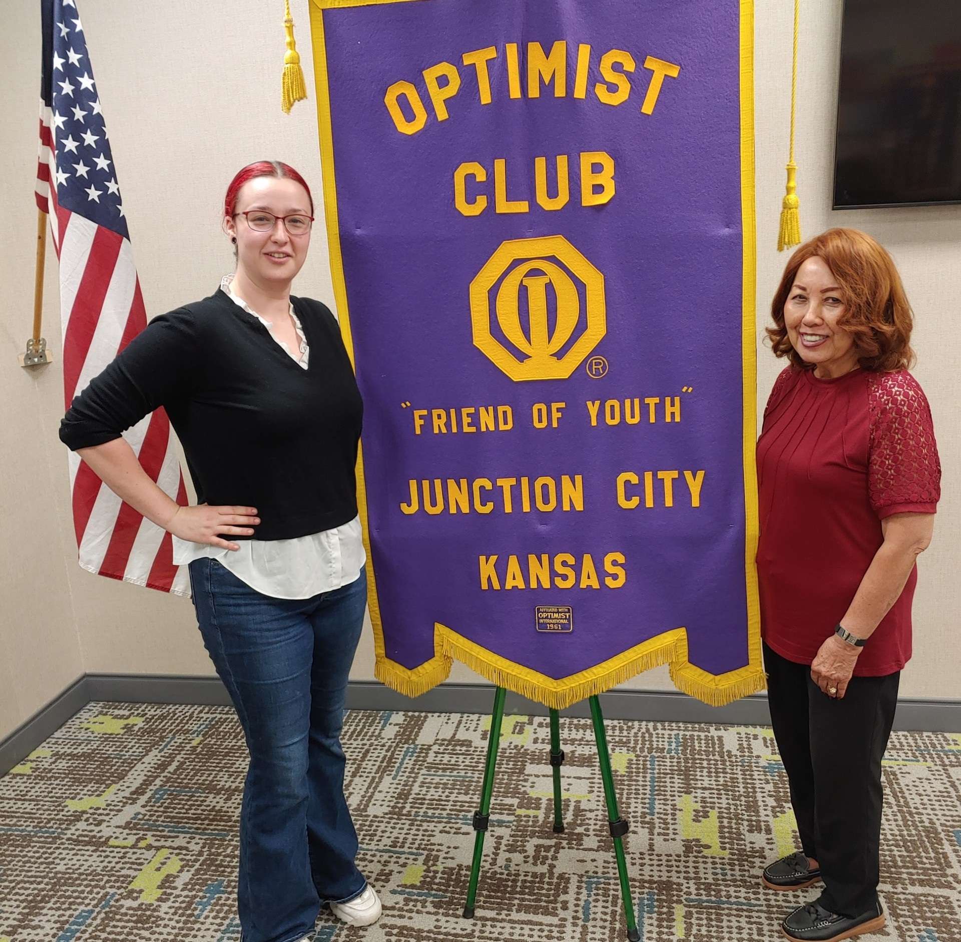 left to right: Junction City's Vice Mayor, Sam Yoskowski, and Nita Miller, JC Breakfast Optimist Club President 