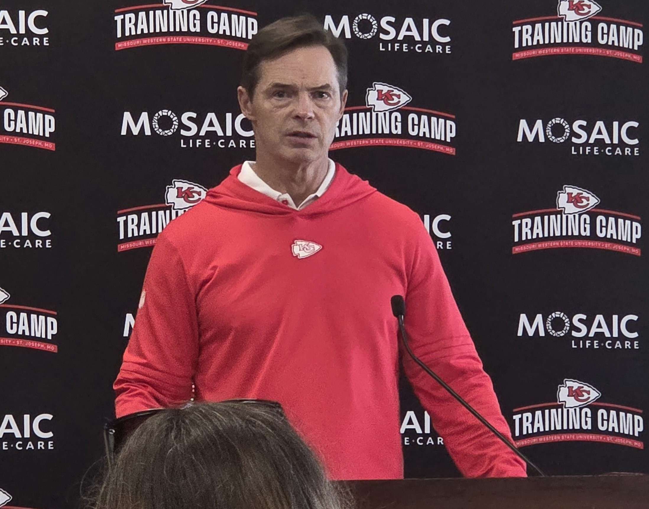 Kansas City Chiefs President Mark Donovan greeted fans to the 16th year of Chiefs Training Camp at MoWest./ Photo by Matt Pike