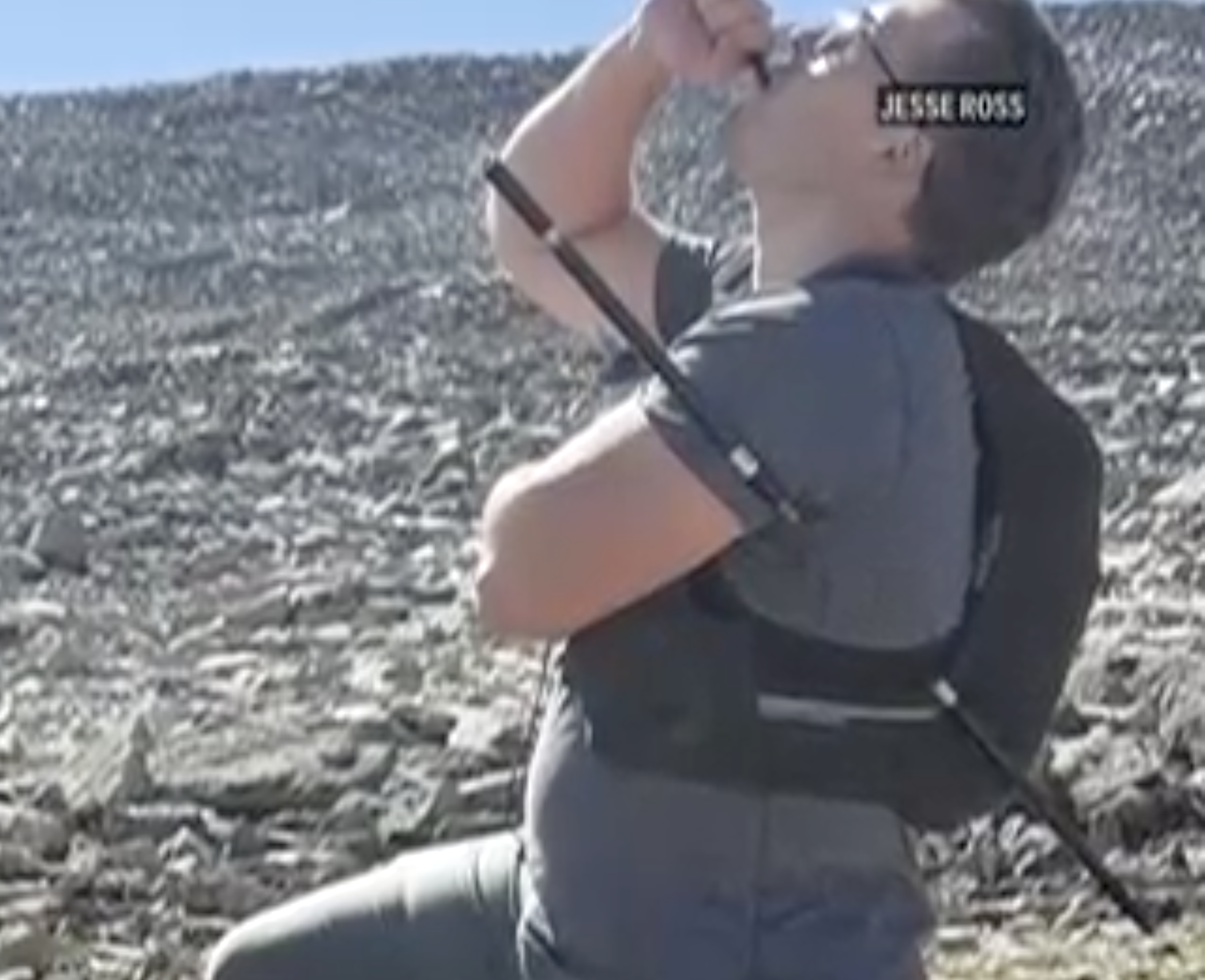 David Cifaldi slipped and impaled himself on his trekking pole as he fell. Image from AP video by Matt Brown