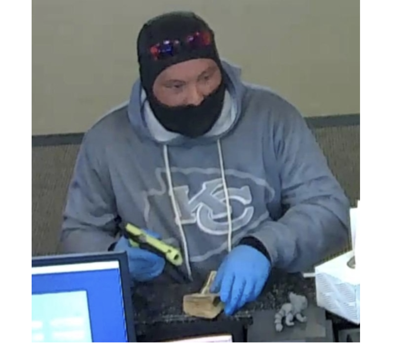 Photo created from bank surveillance. 