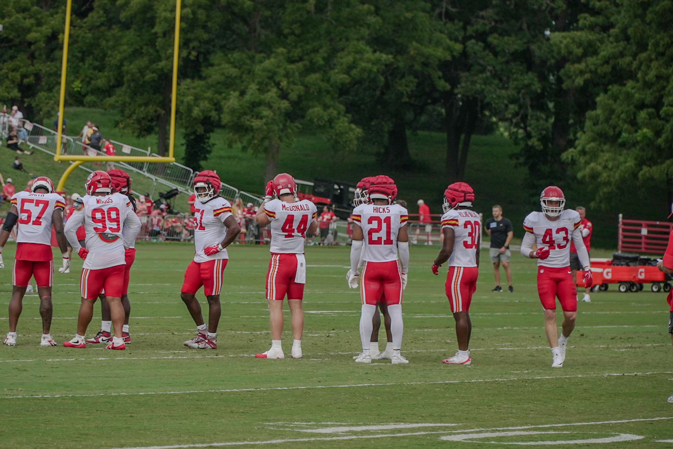 Cooper McDonald with the Chiefs defensive unit/ Photo by Justin Peacock