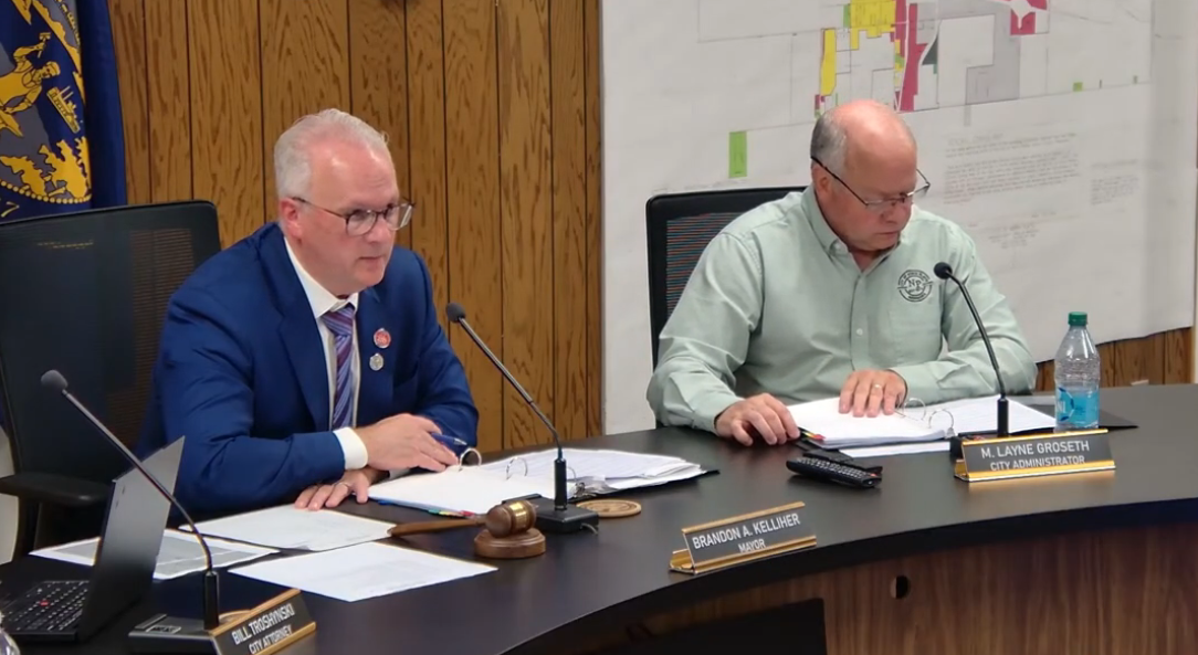Mayor Brandon Kelliher discusses agenda items during Tuesday's North Platte City Council meeting. The council approved several long-term planning initiatives, including recreation facility sponsorship guidelines and the South Park Trail Project.