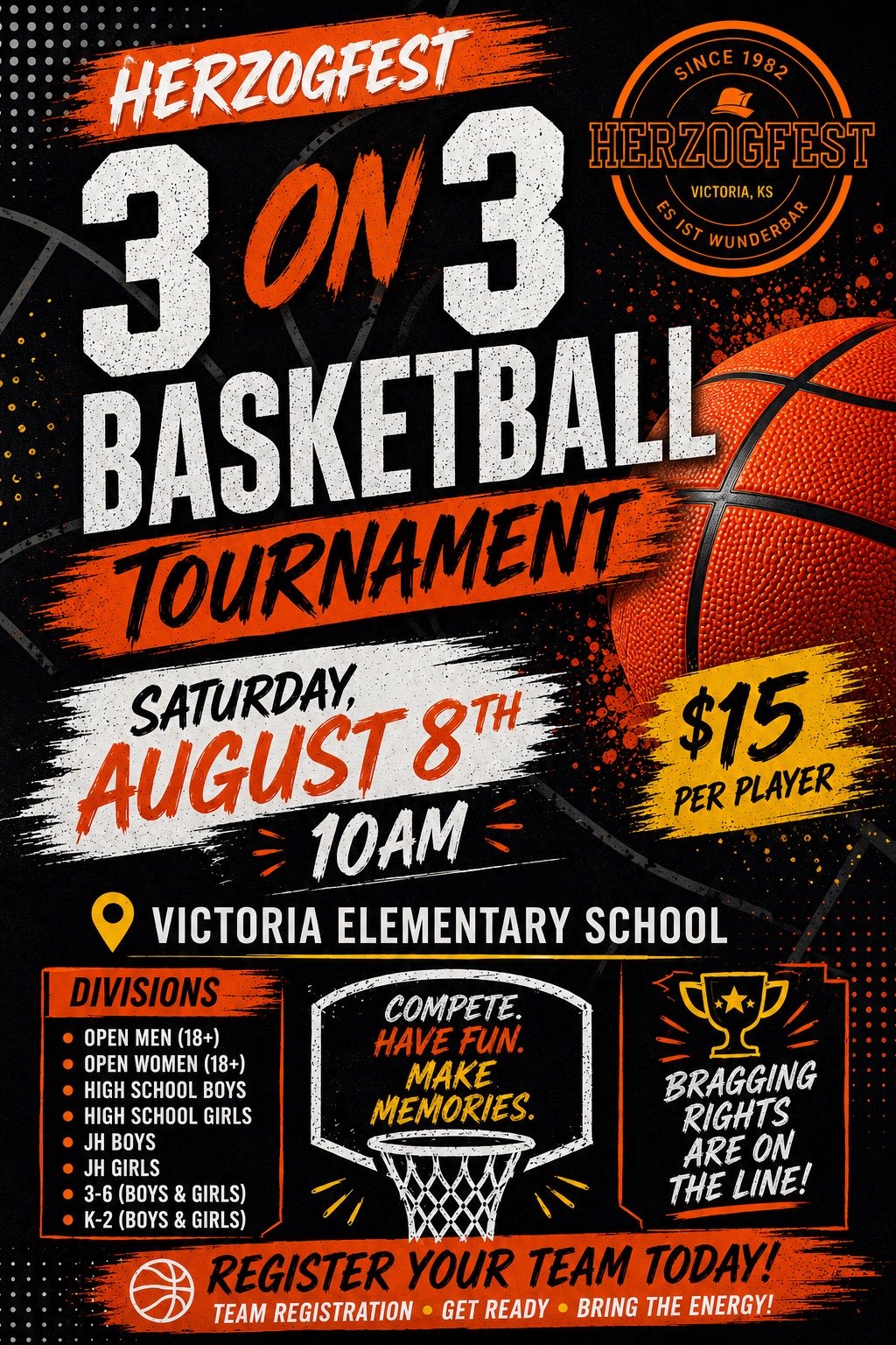 3 on 3 Basketball tournament flyer. Courtesy image