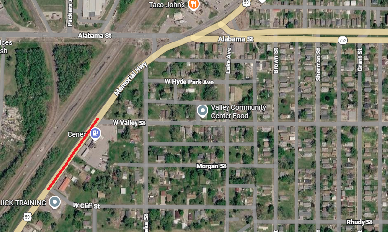 The affected area, starting Wednesday.