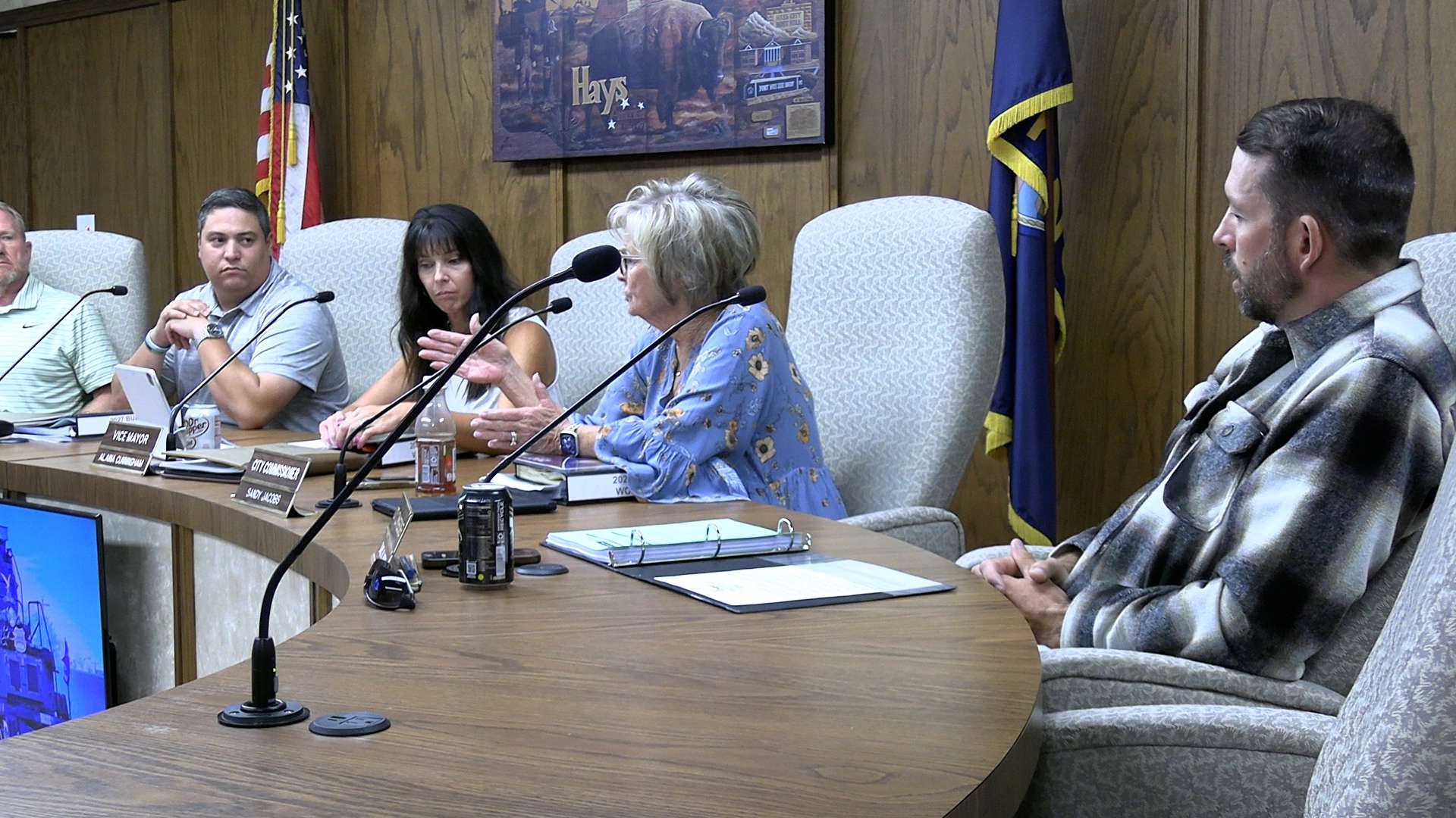Hays city commissioners discuss the 2027 draft budget at their Aug. 6 work session. Photo by Becky Kiser/Hays Post