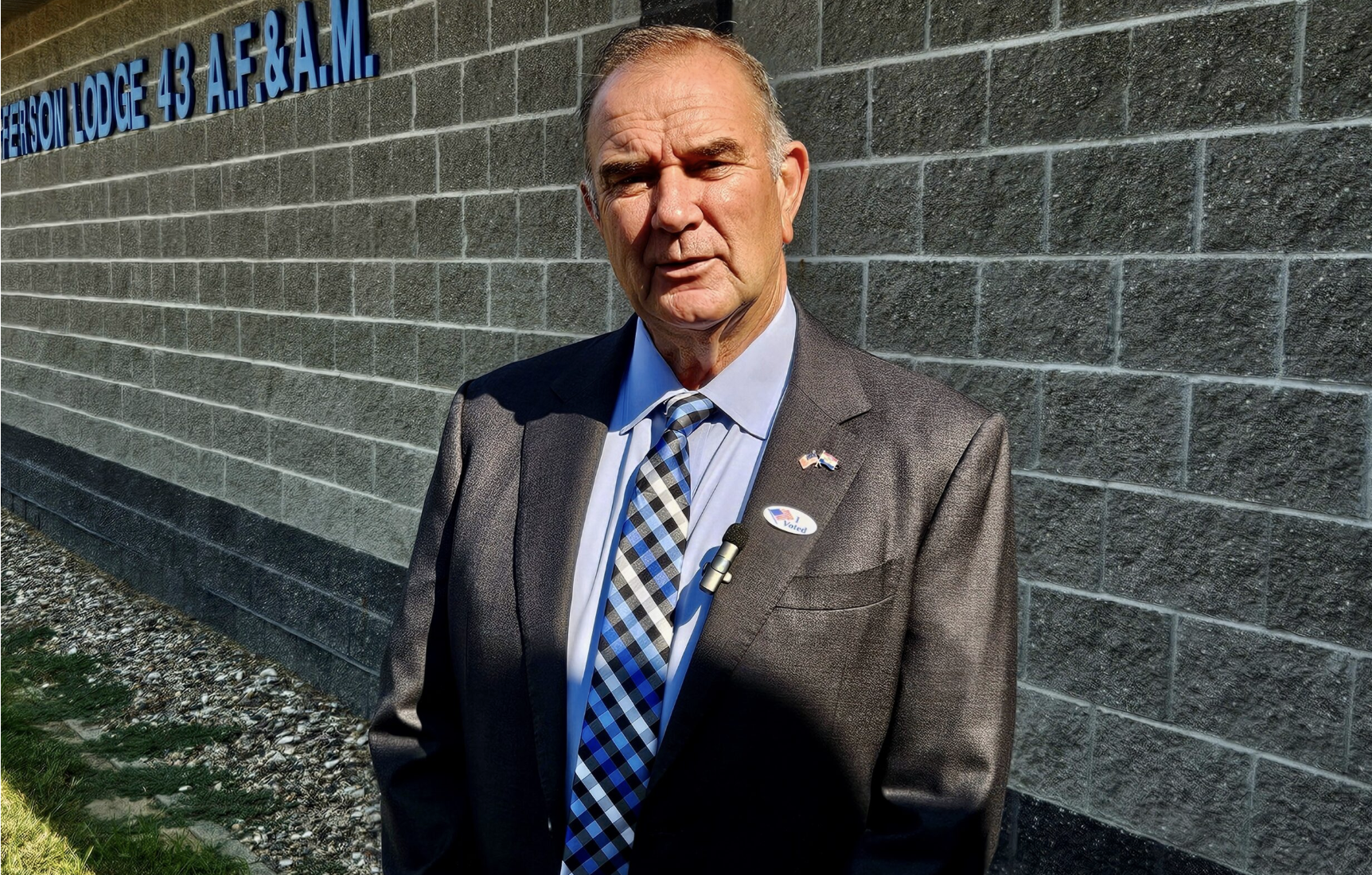 Gov. Mike Kehoe speaks to reporters after voting on Aug. 4 in Jefferson City (Rudi Keller/Missouri Independent).