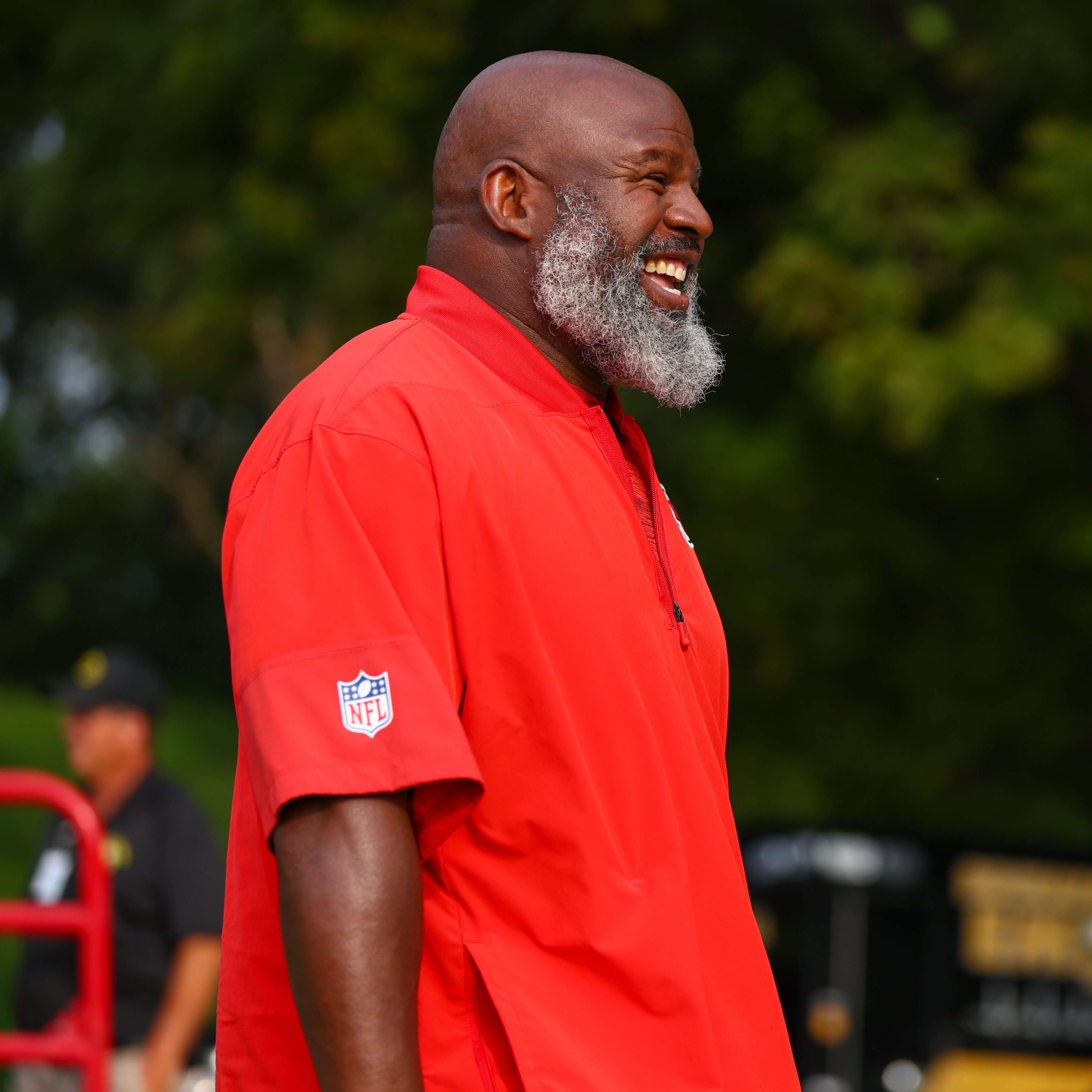Kansas City Chiefs offensive coordinator Eric Bieniemy returned to St. Joseph for Training Camp after being home with family following the shooting of his wife Mia, allegedly by their son, in Virginia/ Photo courtesy Kansas City Chiefs