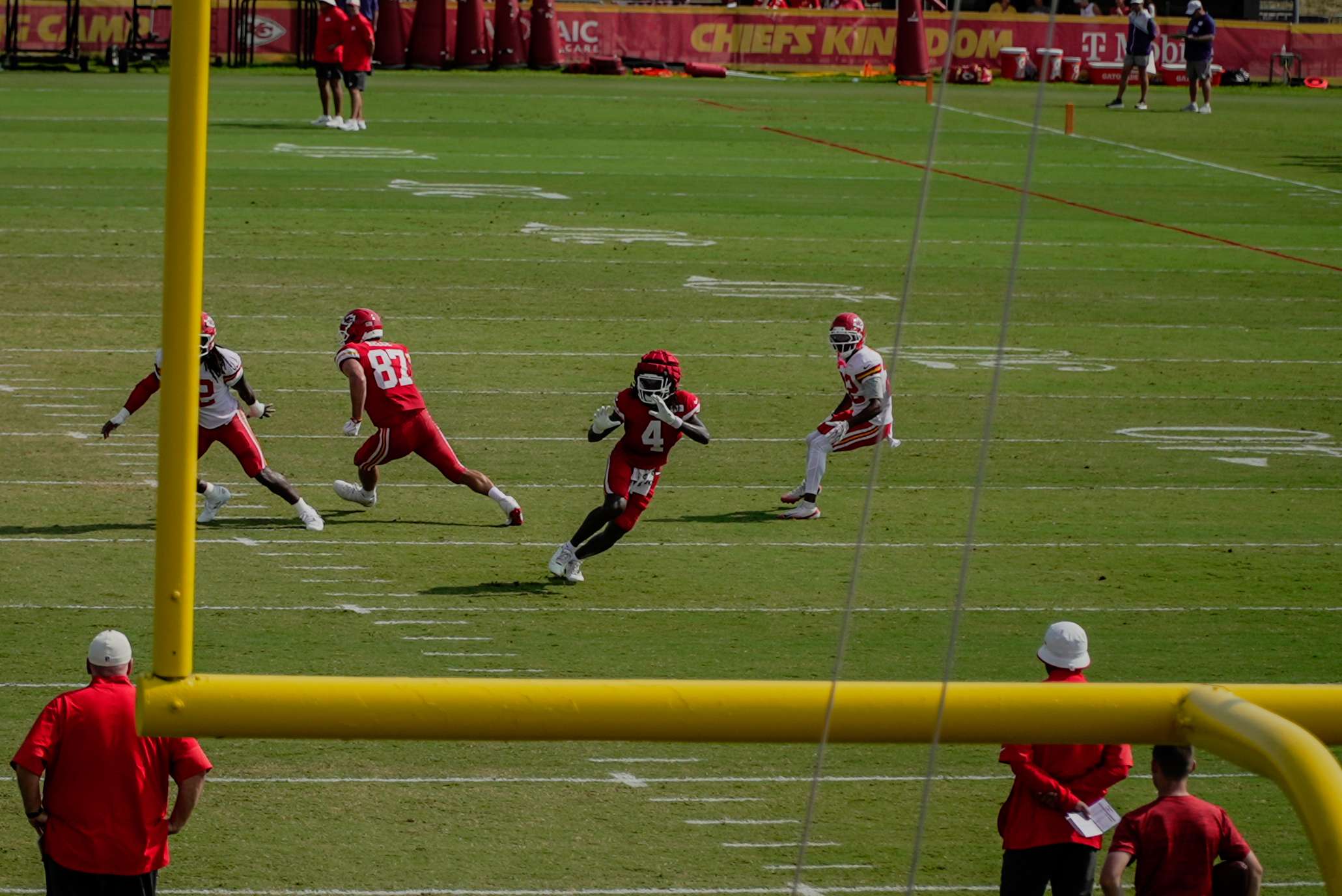 Rashee Rice runs a route during Chiefs Training Camp in St. Joseph on the Missouri Western State University campus/ Photo by Justin Peacock