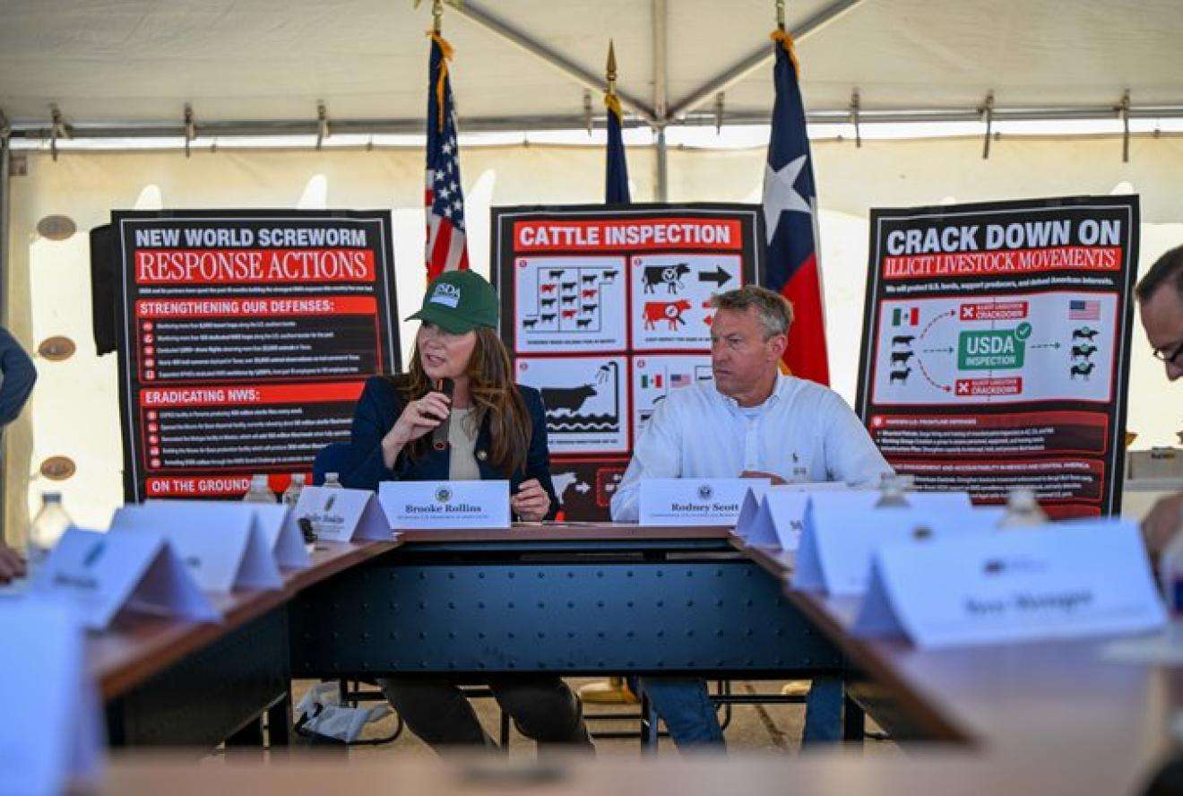 U.S. Secretary of Agriculture Brooke Rollins (L) and DHS Commissioner Rodney Scott (R) at an event on Aug. 10, 2026 at Moore A.F.B. in Texas. (Photo courtesy USDA)
