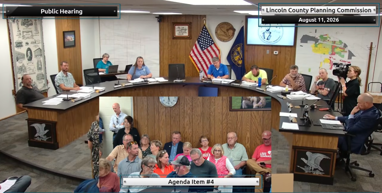 Members of the Lincoln County Planning Commission hear public comment during Tuesday night's public hearing on proposed data center regulations. The August 11 meeting drew a crowd of residents who offered input on the proposed regulations, including concerns about water, electricity, environmental impacts, noise, emergency response and enforcement. The commission ultimately recommended the amended regulations to the Lincoln County Board of Commissioners.