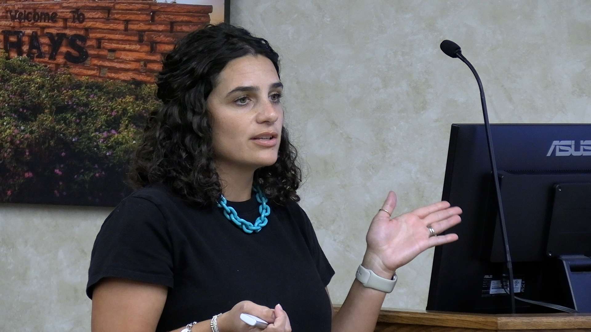 Jami Breit, Hays city clerk, talks about switching to a collection agency for collecting outstanding debt owed to the city. Photo by Becky Kiser/Hays Post