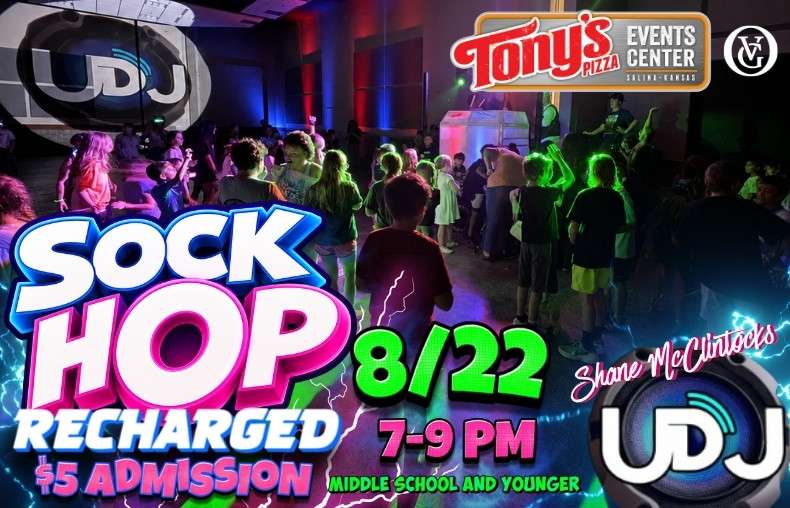 Sock Hop Recharged on&nbsp;<b>Saturday, August 22,&nbsp;</b>from<b>&nbsp;7:00&nbsp;</b>to<b>&nbsp;9:00 pm&nbsp;</b>at<b>&nbsp;TPEC (800 The Midway),</b>&nbsp;inside the Great Plains Manufacturing Hall - TPEC graphic