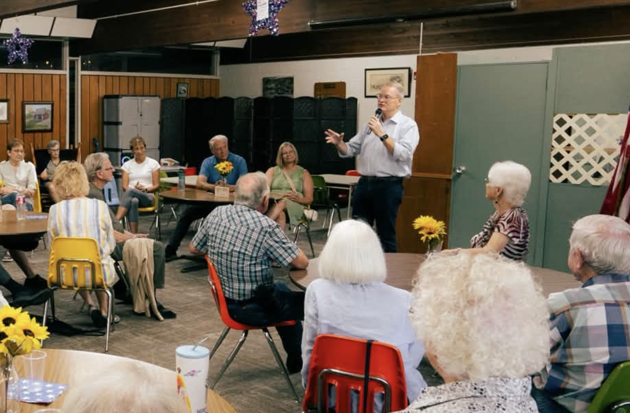 Democrat candidate for Kansas U.S. Senate, Adam Hamilton during a campaign stop just before the primary election- photo courtesy Hamilton for U.S. Senate