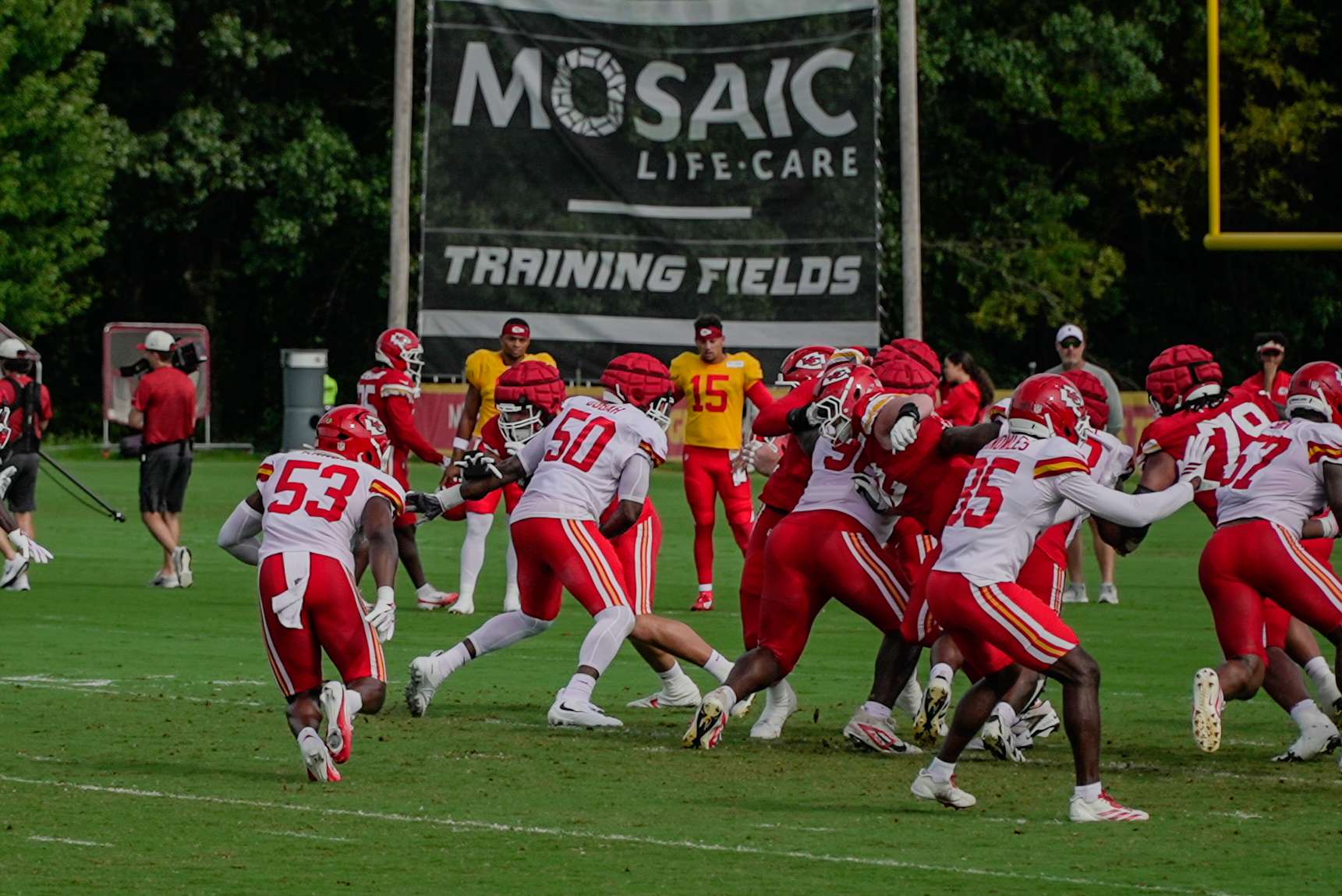A Super Bowl champion with the Chiefs in 2019, Emmanuel Ogbah (50) signed back with the team this season/ Photo by Justin Peacock