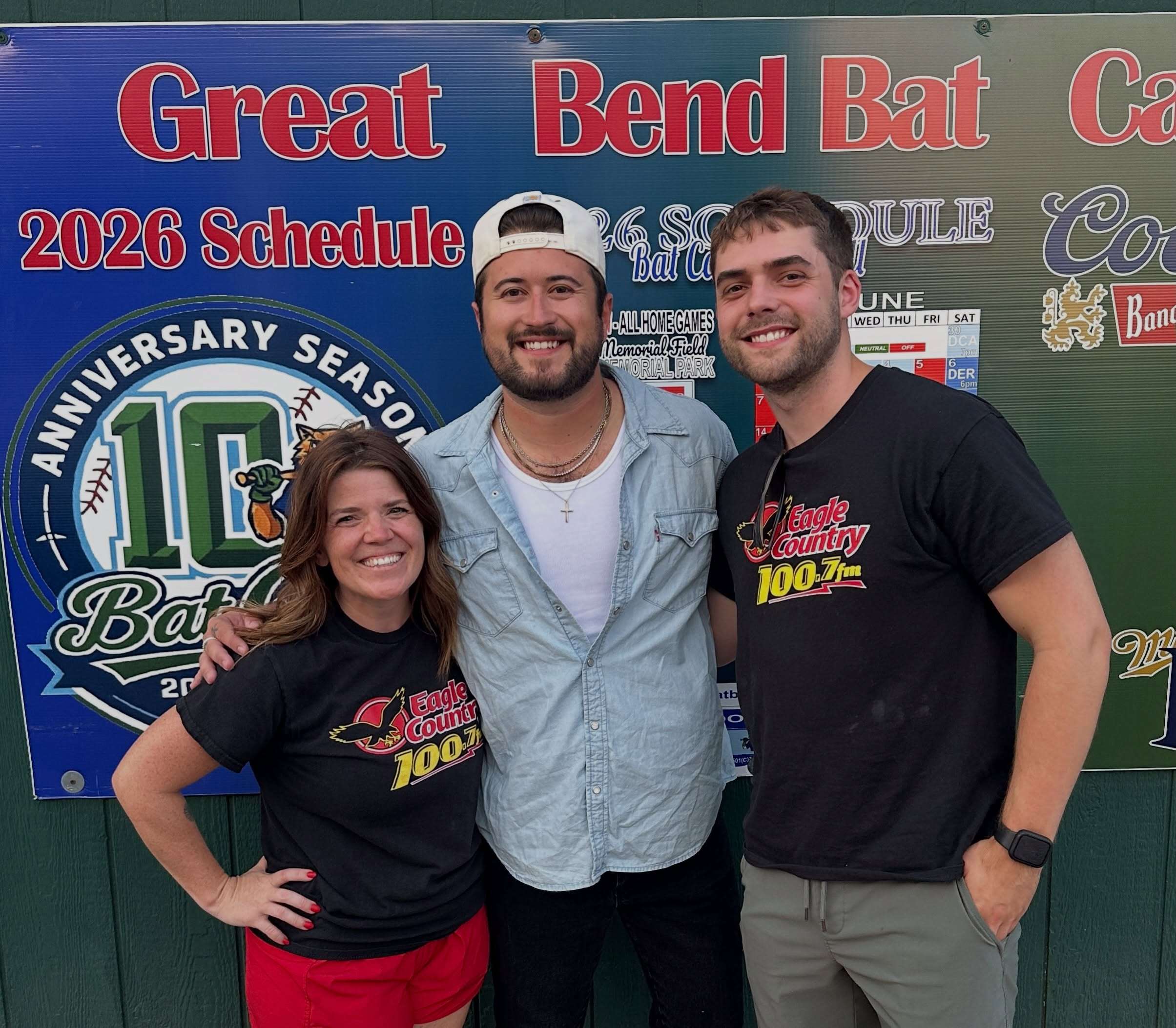 100.7 Eagle County's Shannon and Evan with Dylan Schneider. (photo courtesy of Explore Great Bend)