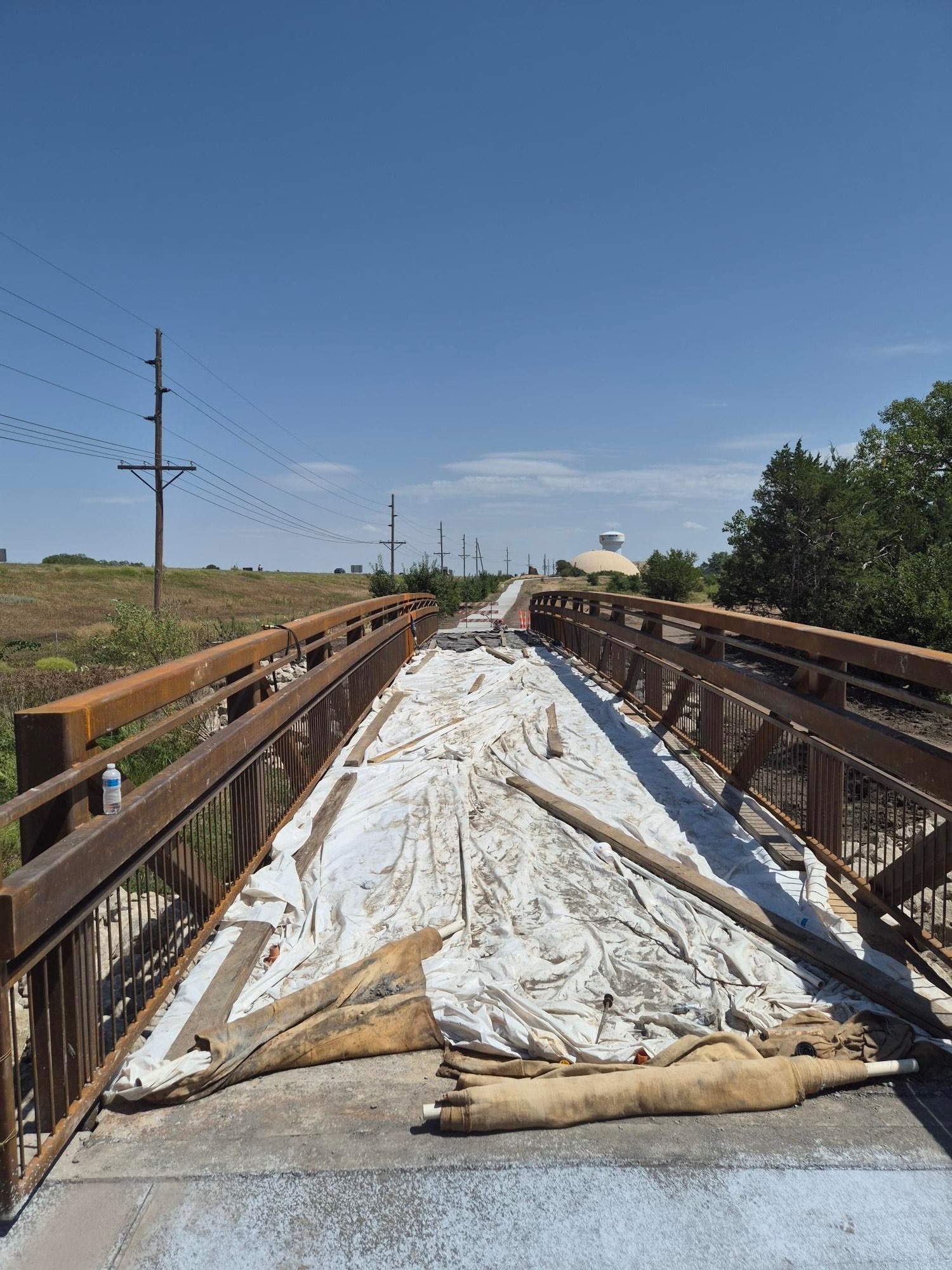 A first person view of the multi-use path bridge being worked on that will connect Vine Street to the Sternberg Museum. Photo courtesy from Jeff Boyle/ Hays Parks Director.&nbsp;<br>