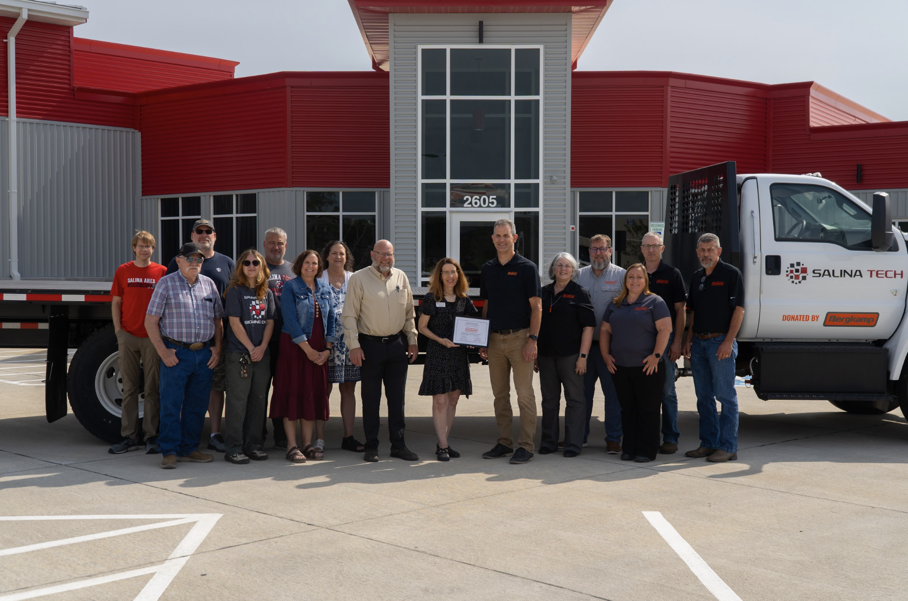 Bergkamp Inc. staff donates a 2024 Ford F-750 truck valued at more than $80,000 to Salina Area Technical College - Photo provided by Bergkamp Inc.