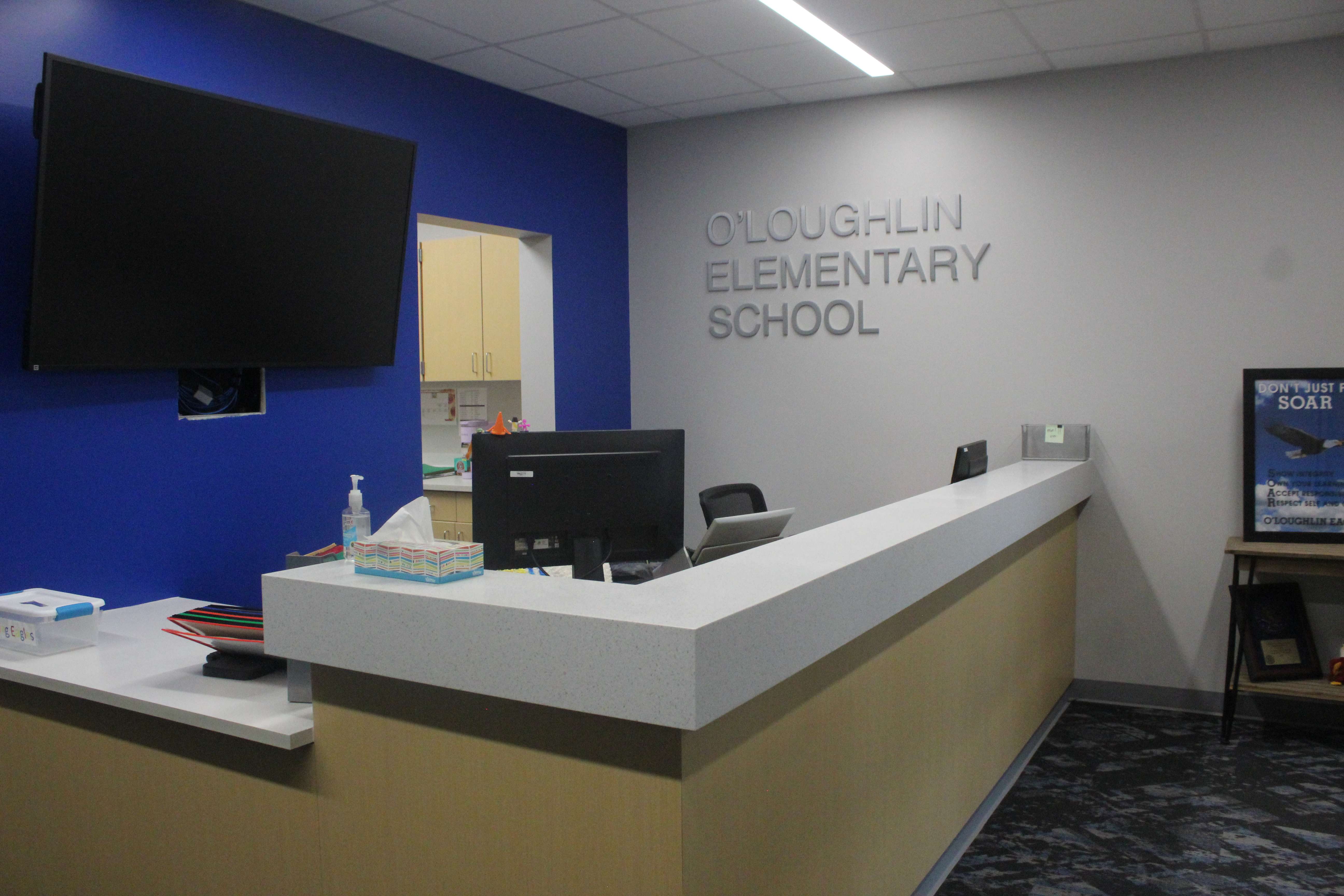 O'Loughlin's new office on the south side of the building. A conference room and other new offices for speech and other special services were also added.&nbsp;Photo by Cristina Janney/Hays Post