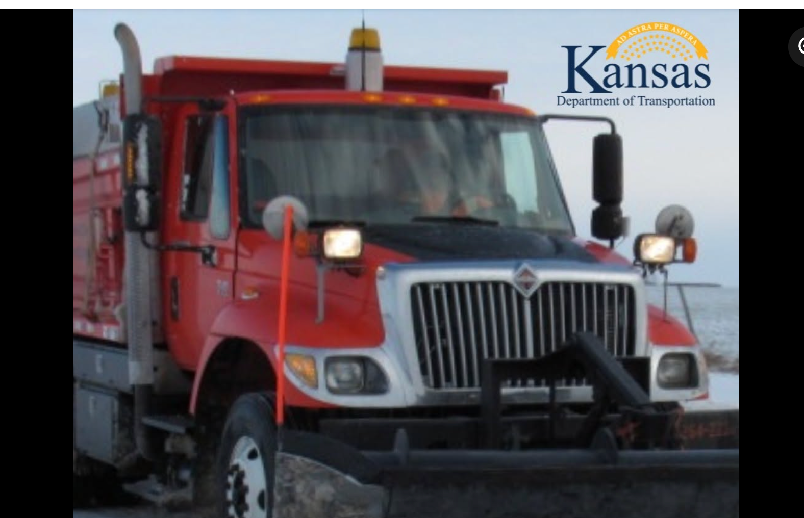 KDOT vehicle preparing the roads for a winter storm -photo KDOT
