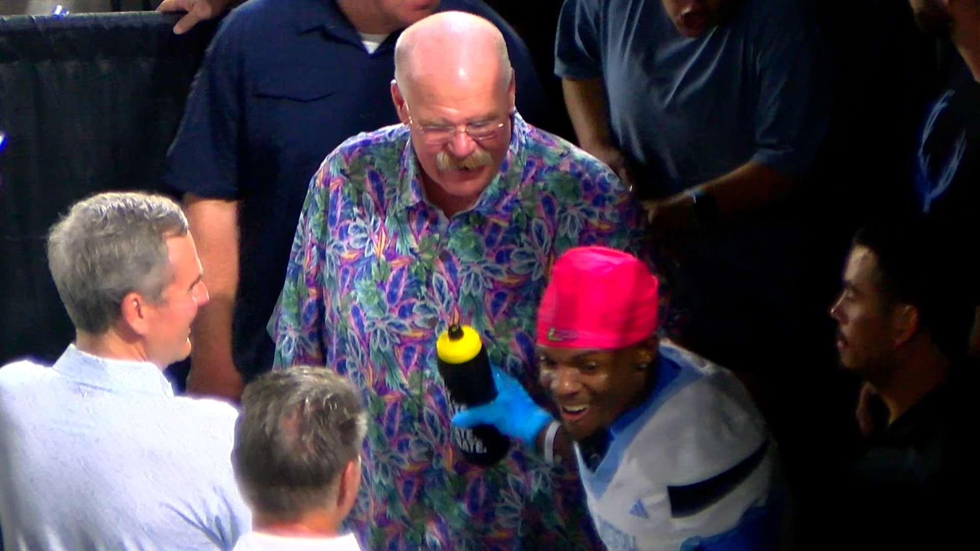 Kansas City Chiefs head coach Andy Reid took in the St. Joseph Goats championship game during his time in St. Joseph for Chiefs Training Camp. The Goats beat the Arkansas Diamonds 52-30 for their first The Arena League title/ Photo courtesy of KQ2 Sports Director Brett Kennedy