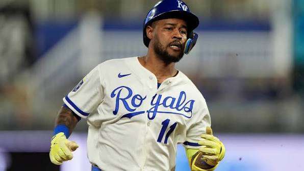 Kansas City Royals' Miakel Garcia runs to third after hitting a triple during the eighth inning of a baseball game against the Athletics, Wednesday, Aug. 19, 2026, in Kansas City, Mo. (AP Photo/Charlie Riedel)