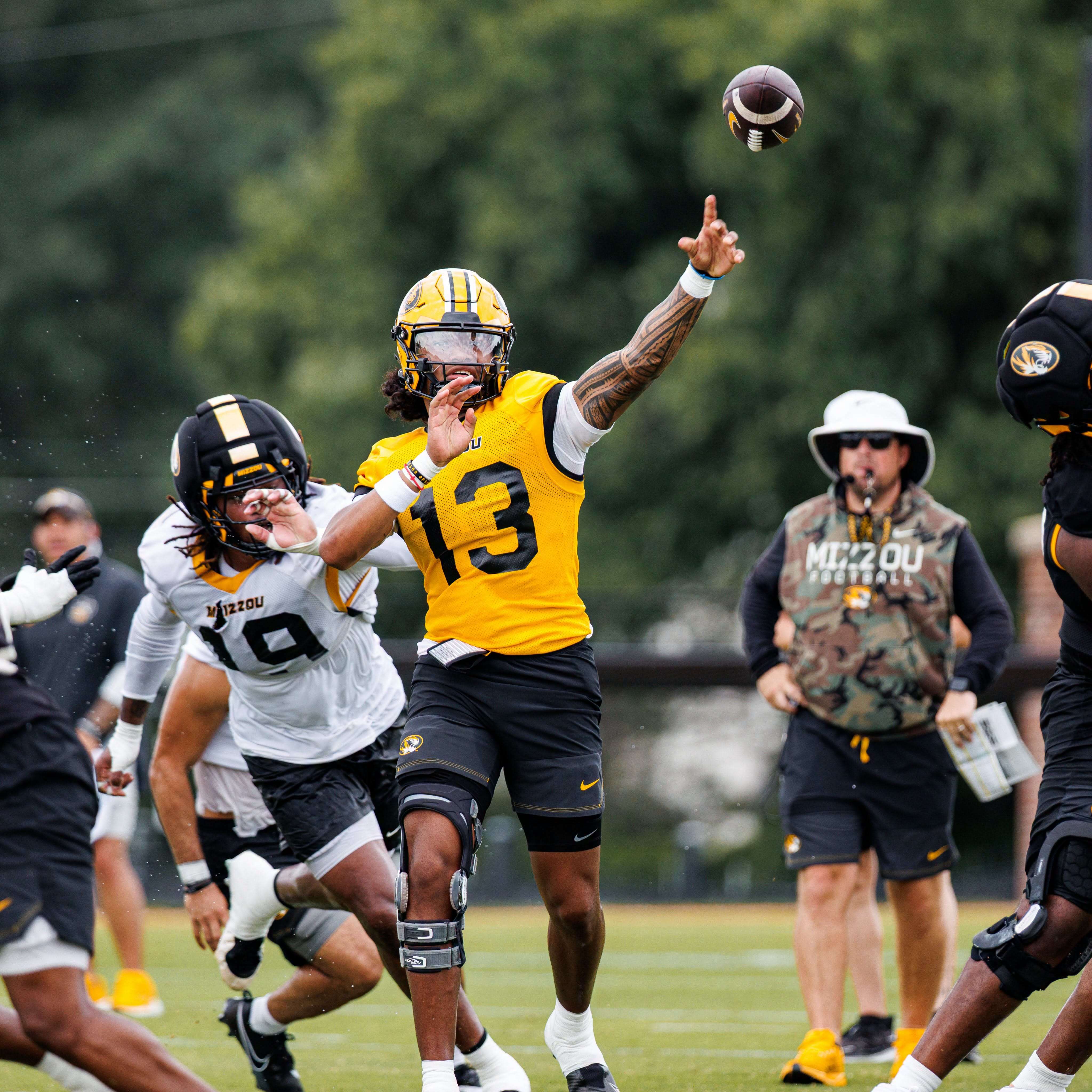 New Missouri Tigers quarterback Austin Simmons makes a pass during fall camp practice/ Photo courtesy Mizzou Football