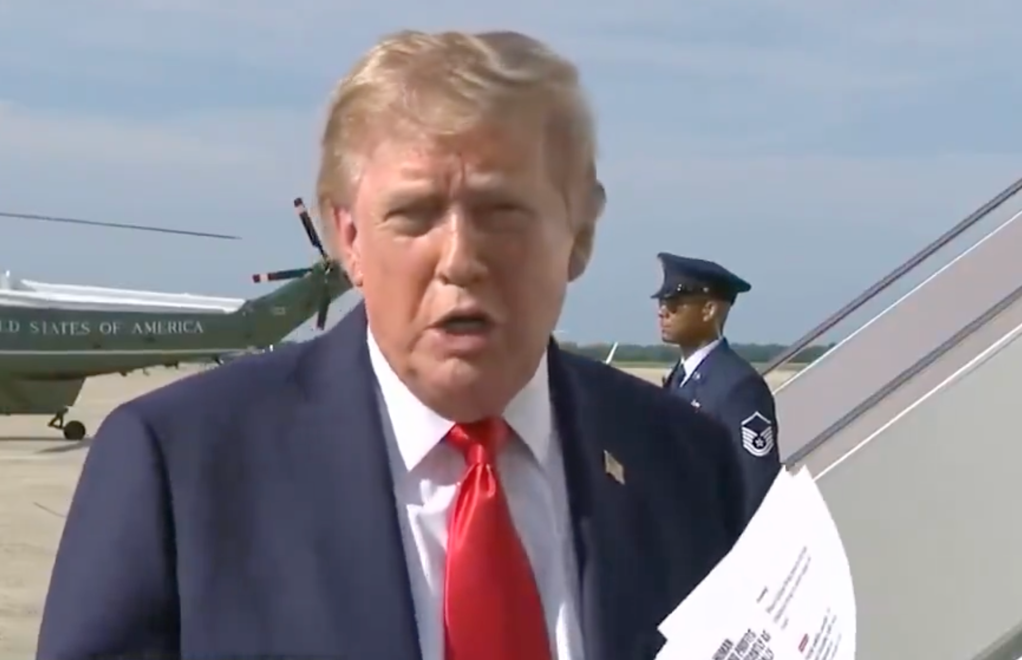 President Trump speaking to reporters Friday -image from White House video