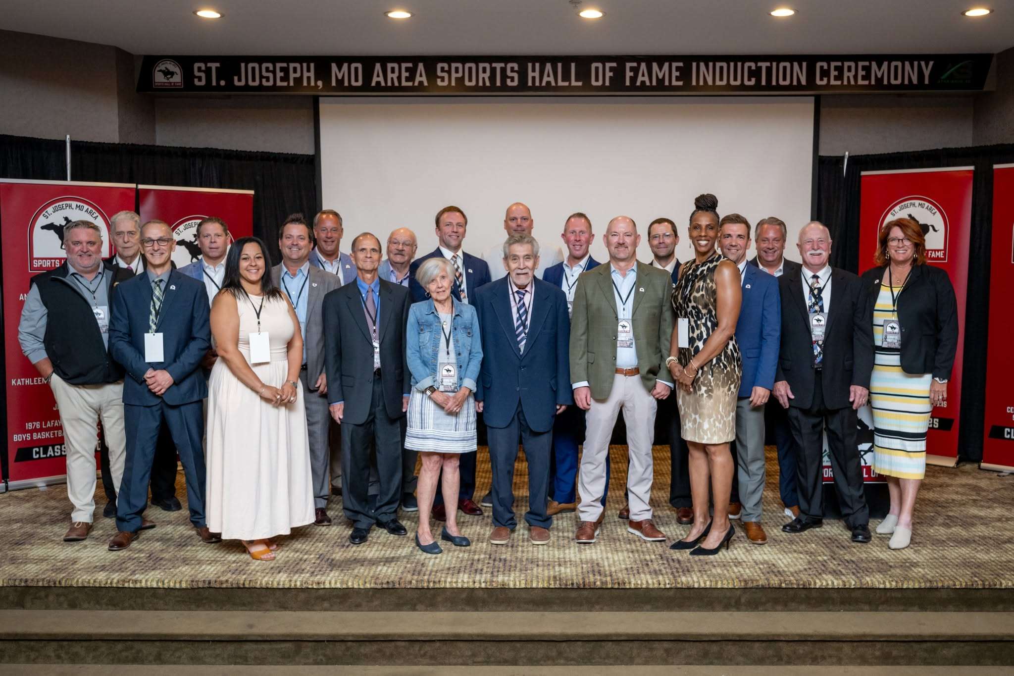 The 2026 class of the St. Joseph Missouri Area Sports Hall of Fame was officially enshrined during a ceremony on Sunday at the Stoney Creek Hotel and Conference Center/ Photo courtesy of the St. Joseph Sports Commission