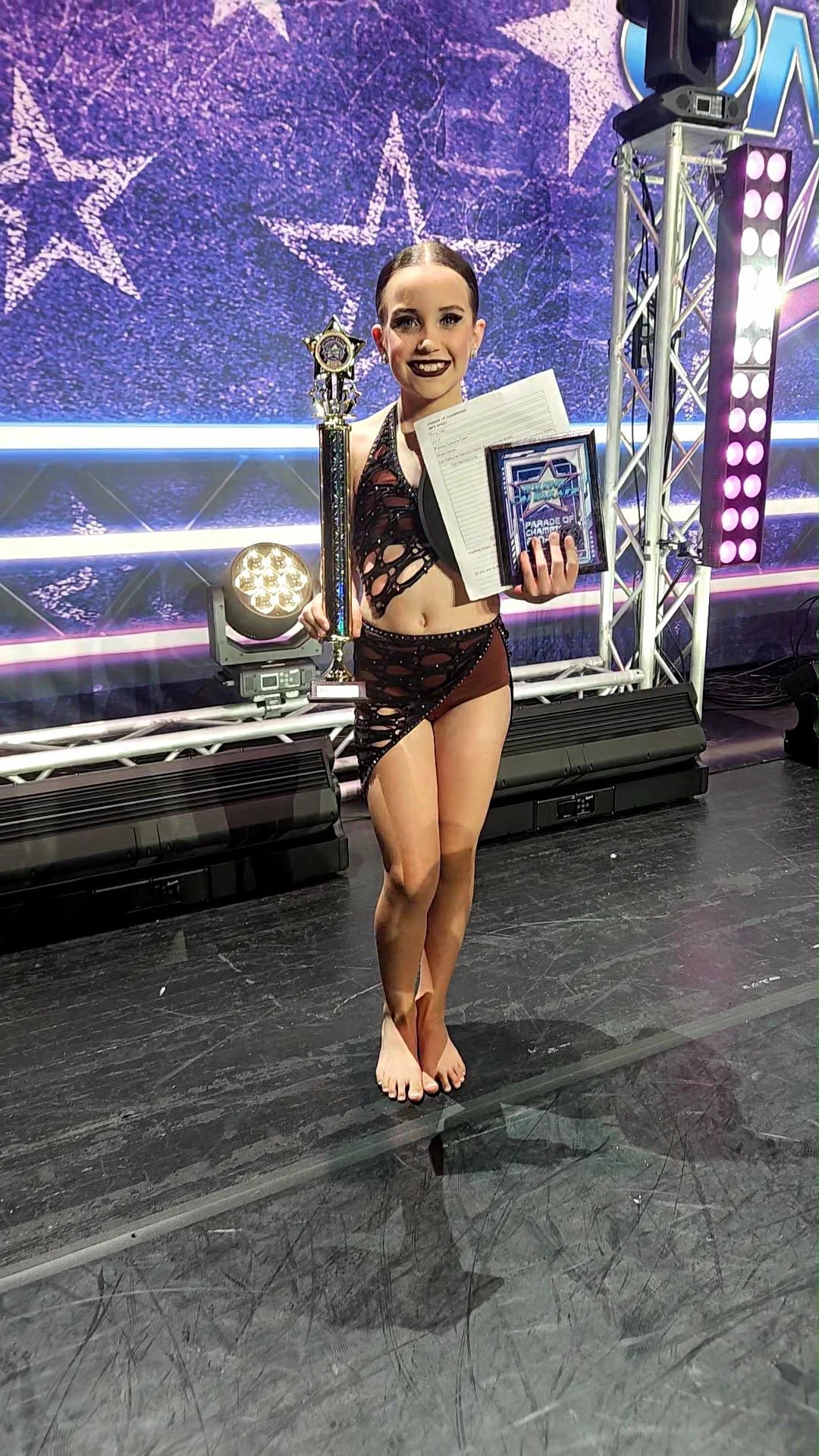 Kennedy&nbsp;after finding out she made the parade of champions at Talent On Parade National Competition in Branson, Missouri, and earning the Elite Double Diamond for the first time getting the highest adjudication a routine can earn, reserved for near-flawless performances scoring at the top of the point rubric between 97.5-100 points. Courtesy photo from Courtney Bartling.&nbsp;<br>