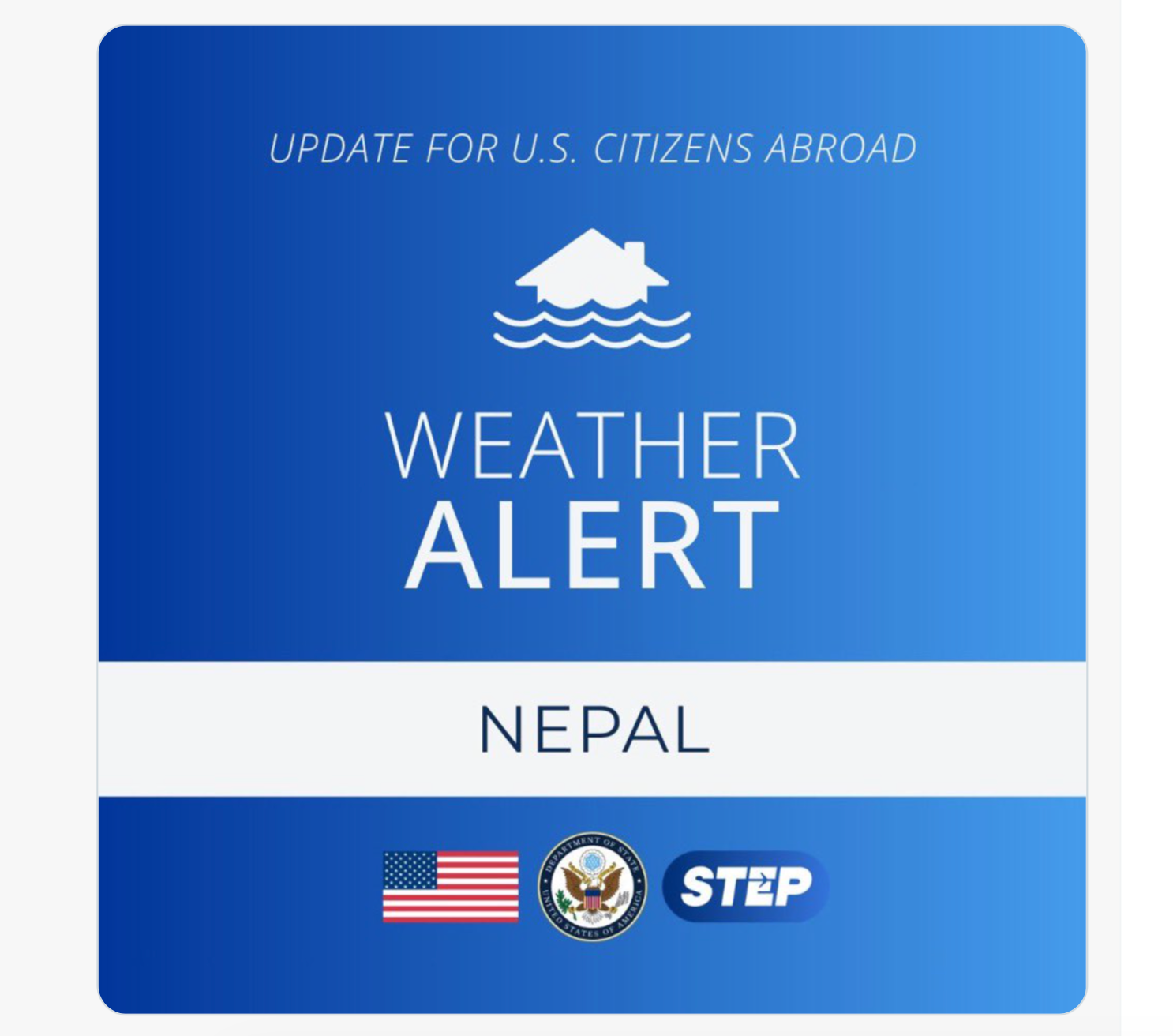 U.S. Department of State issued a weather alert