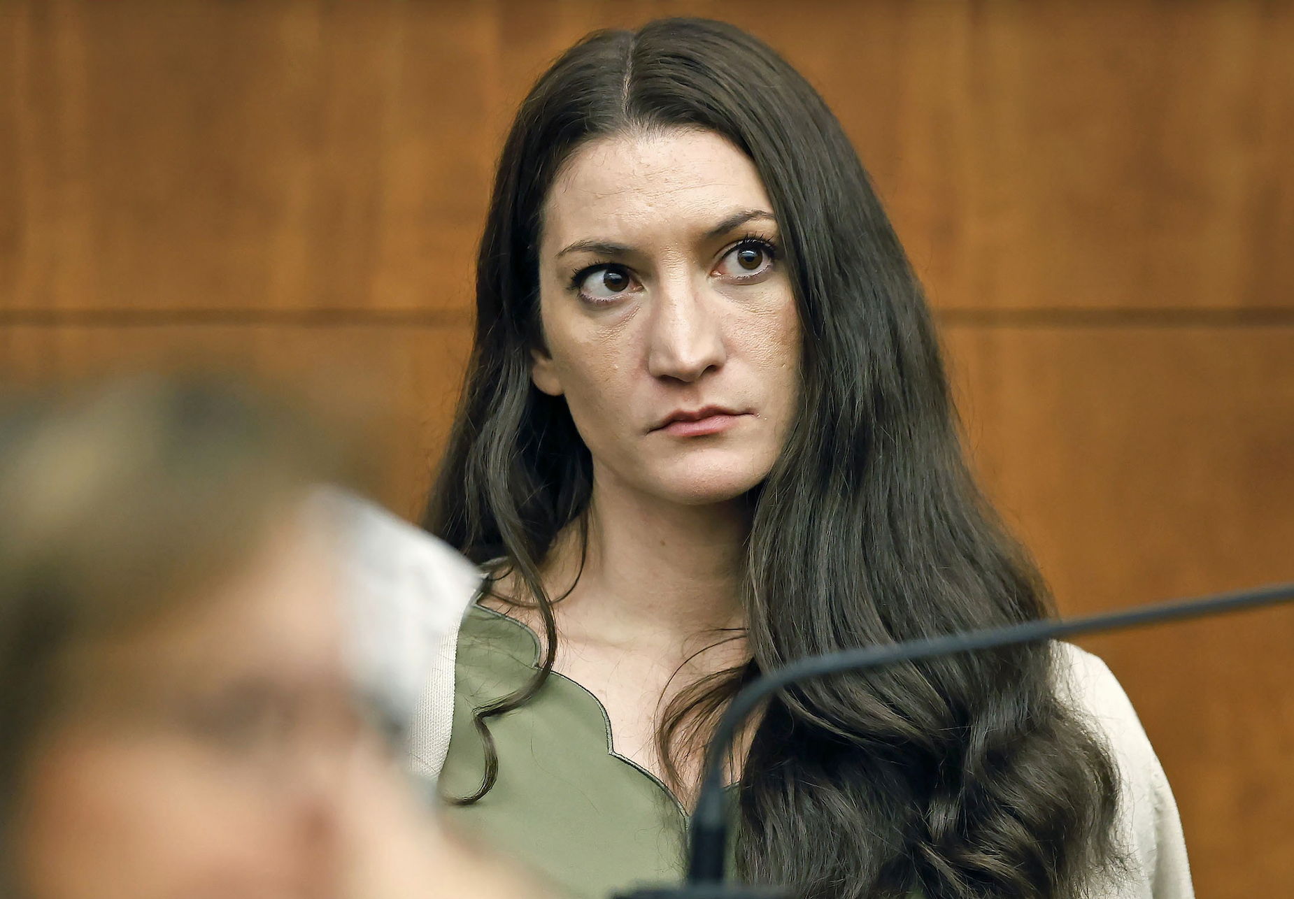 FILE photo Lindsay Clancy waits for the judge to call a prospective jury member into court in her murder trial where she is charged in the 2023 killing of her three children, Wednesday, July 22, 2026, in Plymouth Superior Court in Plymouth, Mass. (Greg Derr/The Patriot Ledger via AP, Pool)