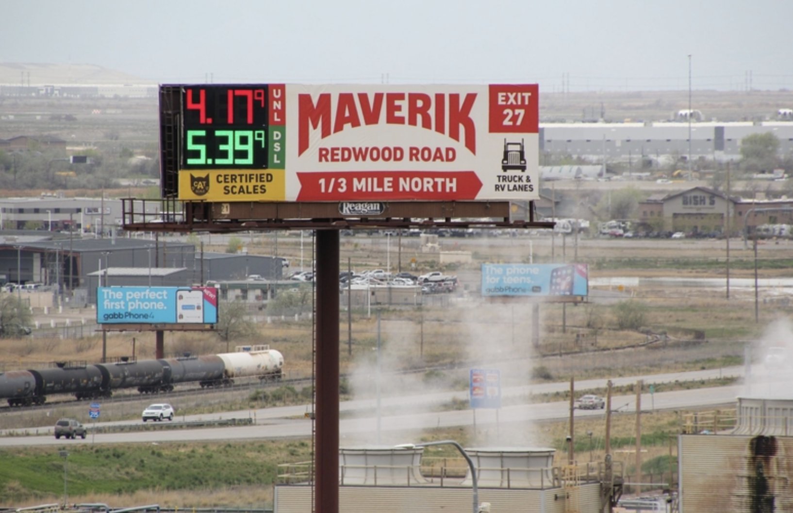 Gas prices are displayed on a billboard in North Salt Lake, Utah on Tuesday, March 31, 2026. (Photo by McKenzie Romero/Utah News Dispatch)