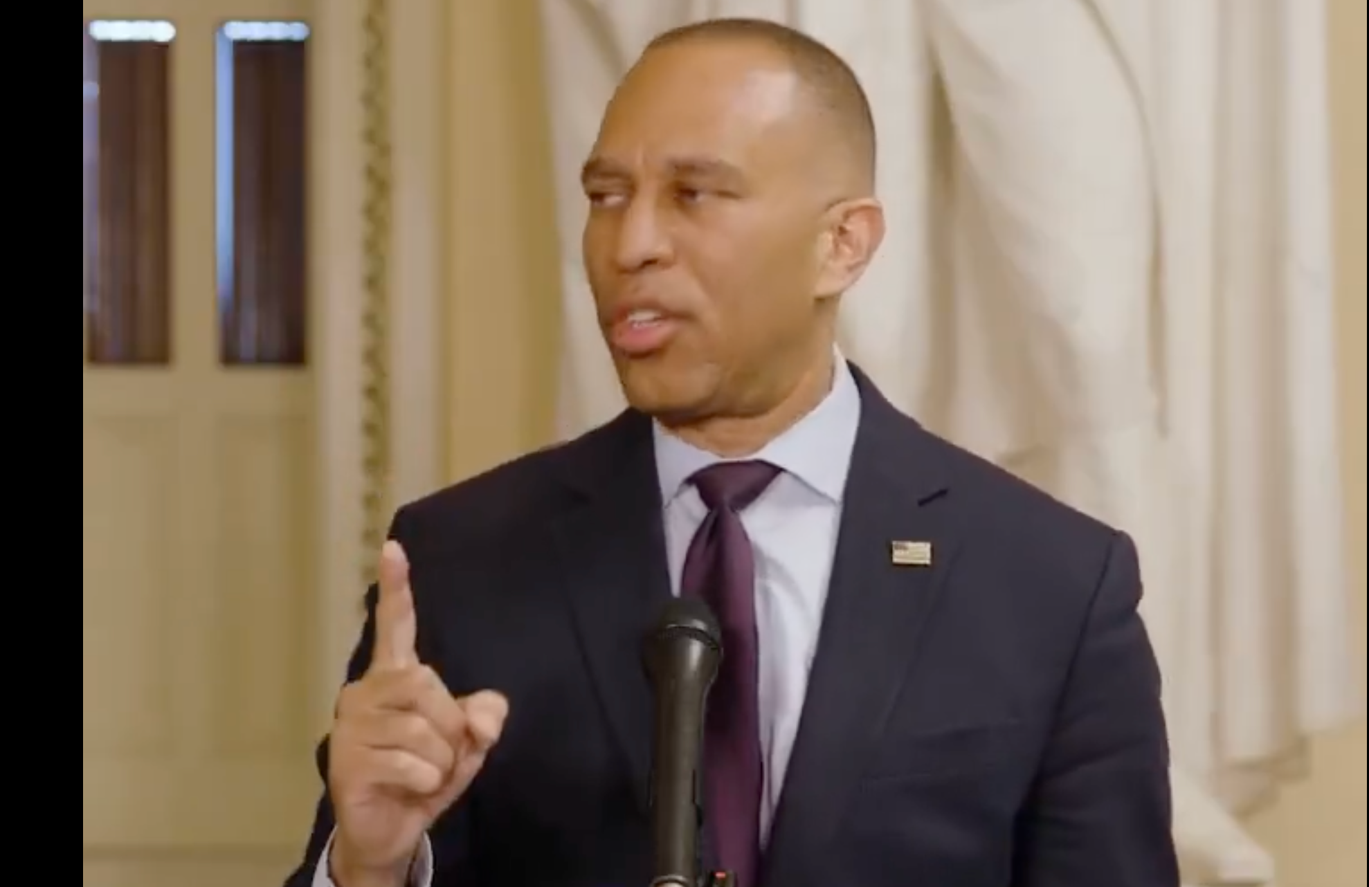 &nbsp;U.S. House Minority Leader Hakeem Jeffries is in line to become House speaker if Democrats win control of the chamber in November. image from CSPAN video