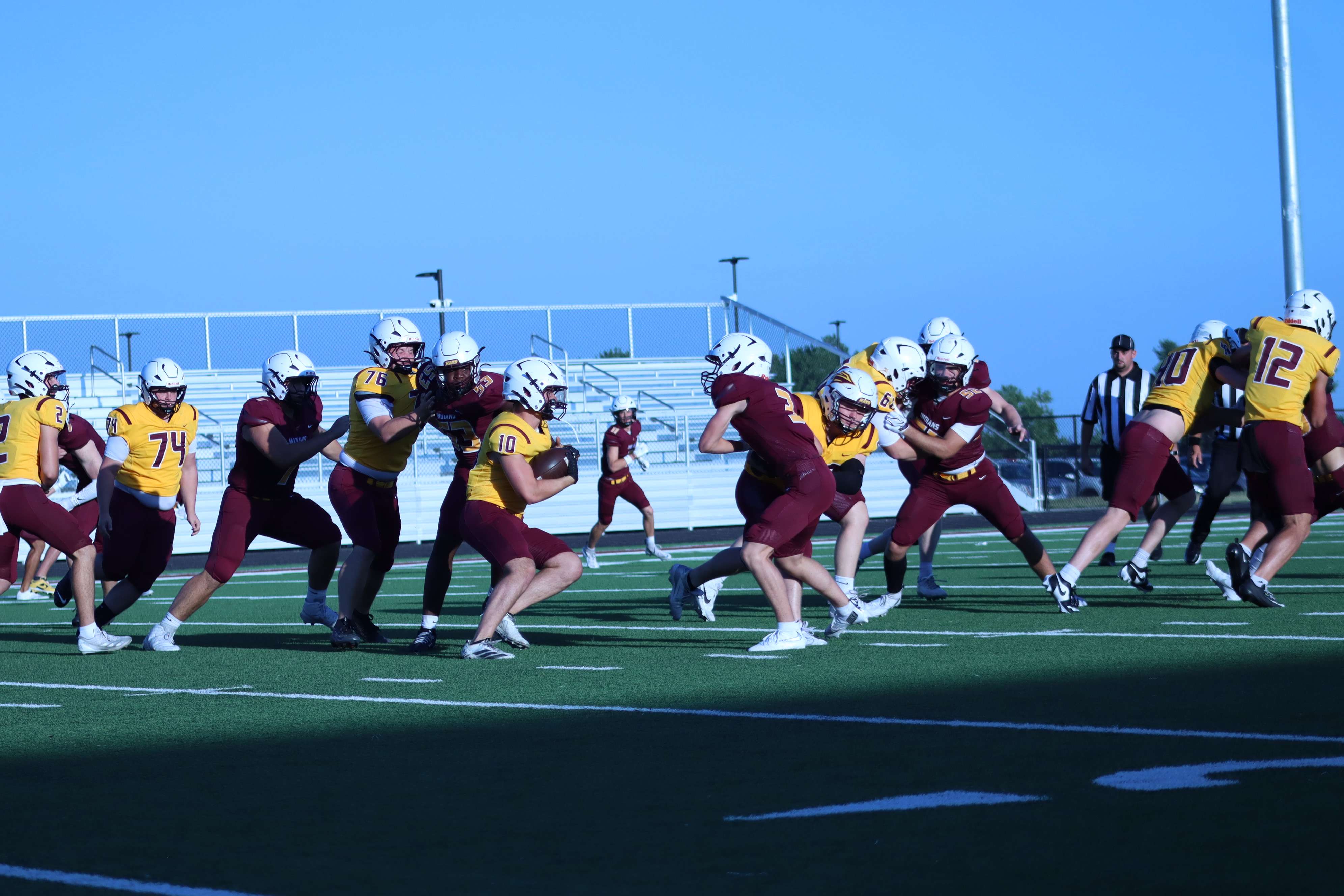 (10) Braxton Basgall looks for an opening.