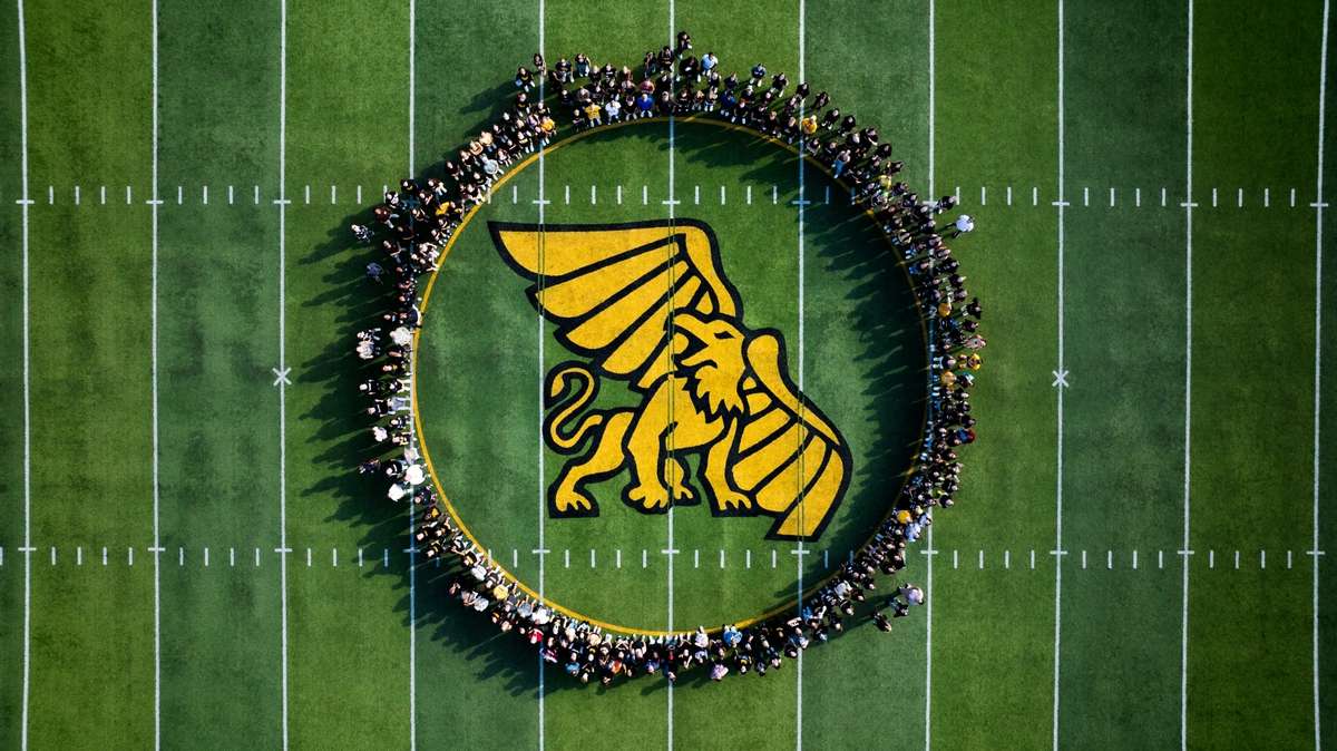 The Class of 2030 gathers on Craig Field at Spratt Memorial Stadium during Griffon Edge on August 28th/ Photo courtesy of MoWest Communications