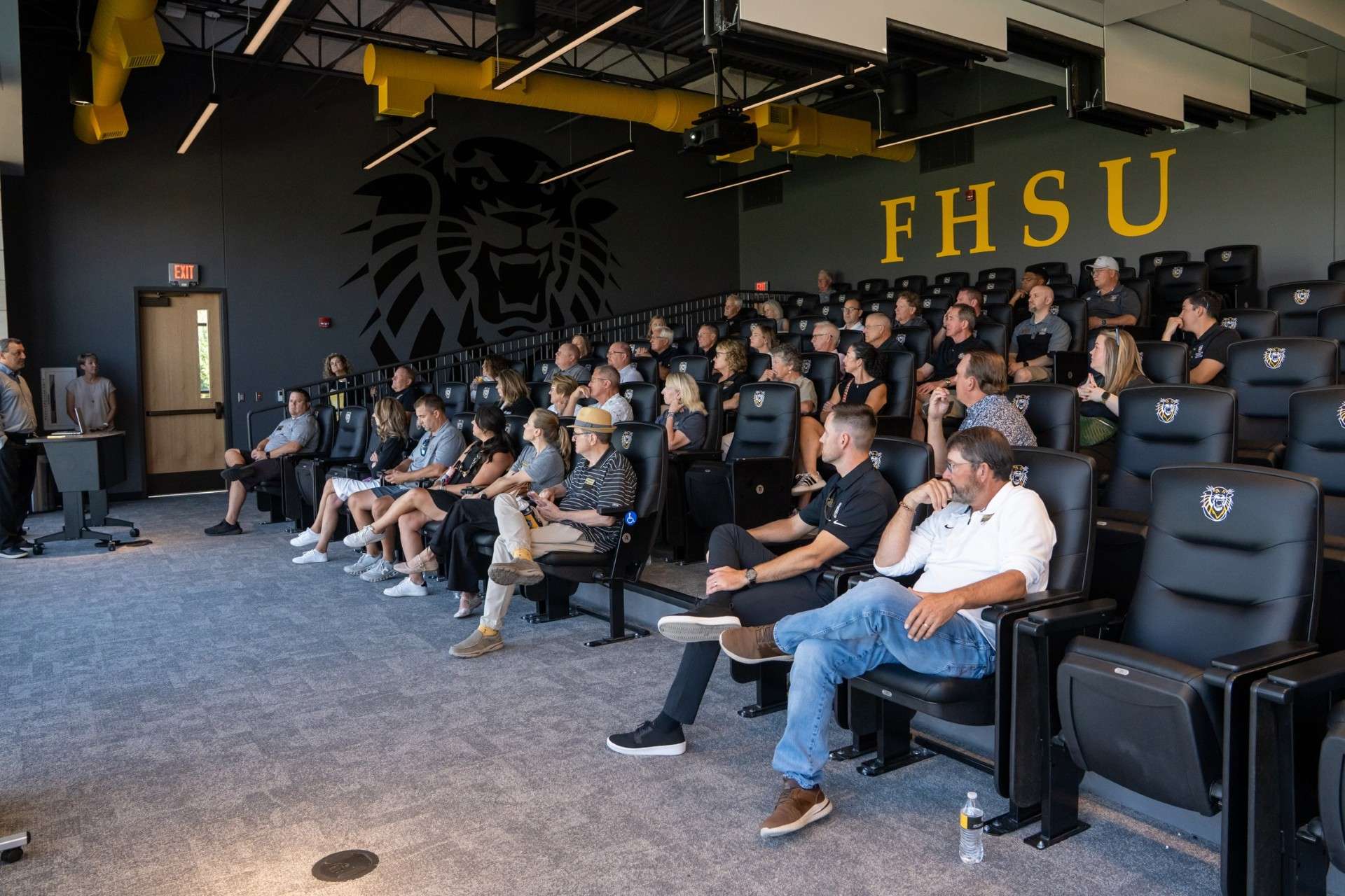Fort Hays State University Foundation Board of Trustees and staff hear about the improvement in athlete care during a tour of the new Bickle-Schmidt Athletic Complex. Photo courtesy FHSU&nbsp;