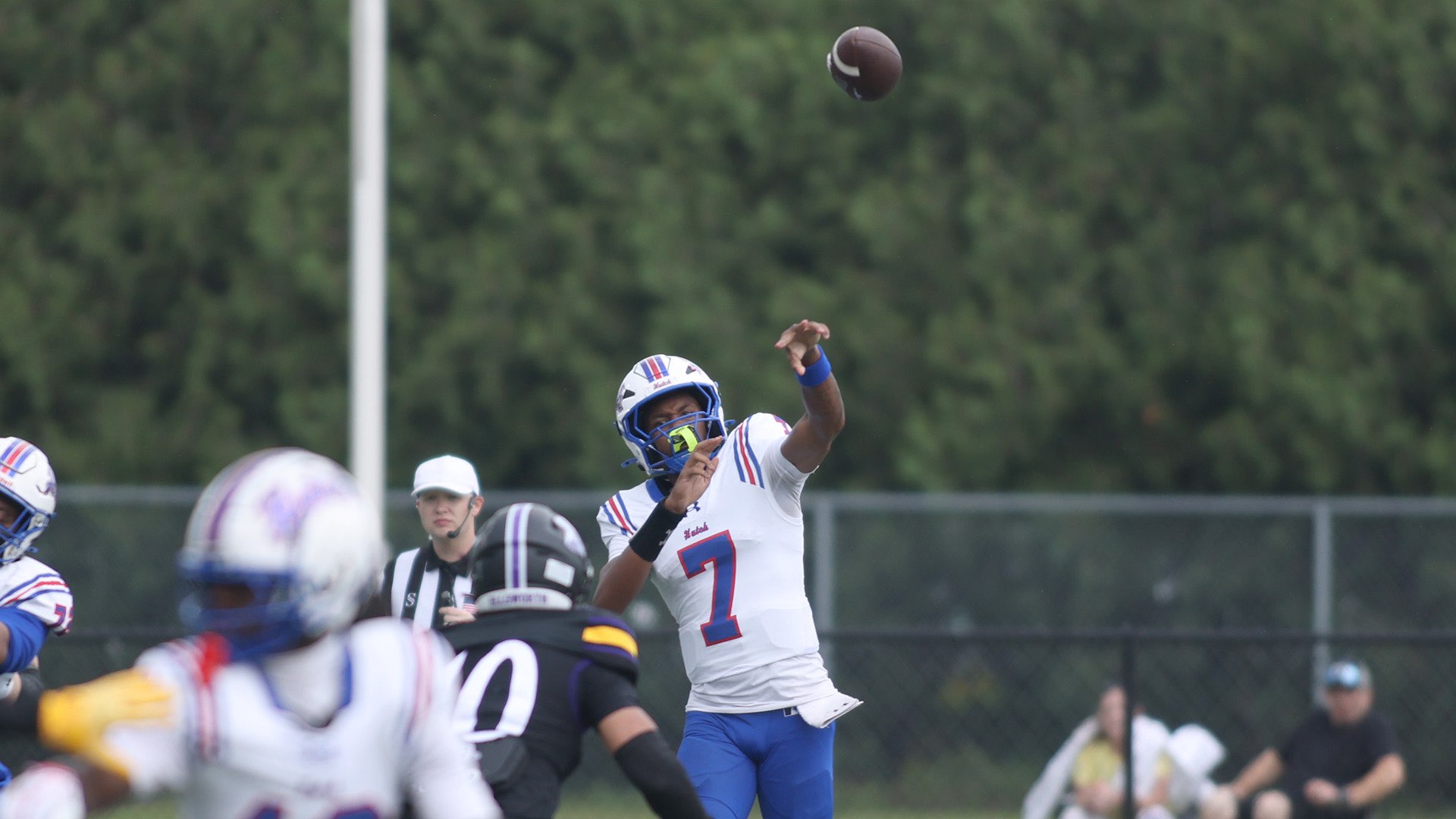 Blue Dragon quarterback Randy Phillips threw for a career-high four touchdown passes last Saturday in No. 2 Hutchinson's 76-3 win at Ellsworth. Phillips was named the KJCCC Football Offensive Player of the Week on Tuesday. (Billy Watson/Blue Dragon Sports Information)