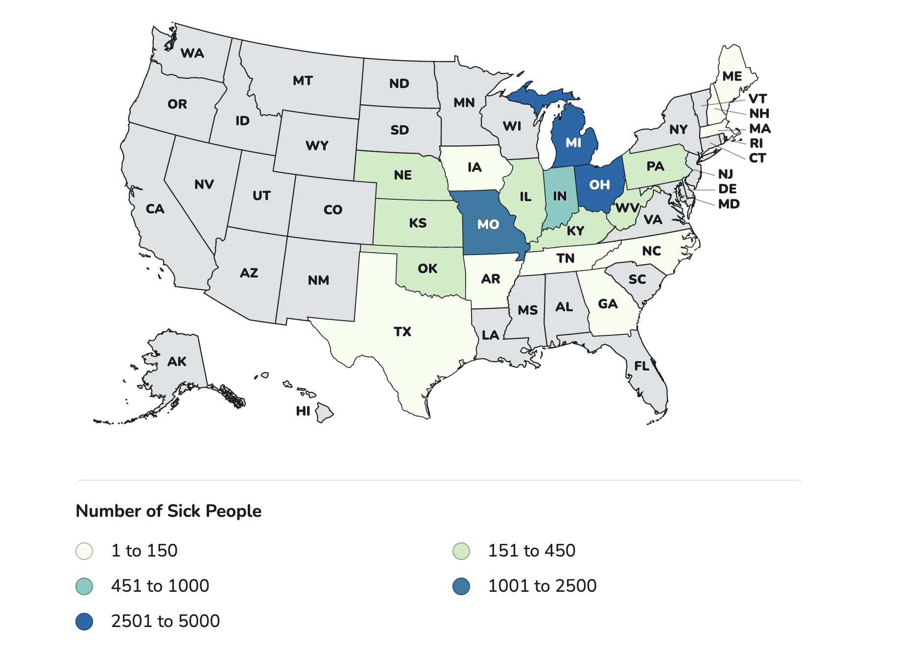 -This map shows where at least 11,458 people in 20 states in this multistate Cyclospora outbreak reported getting sick. The outbreak includes people who reported exposure to processed iceberg lettuce from Taylor Farms de Mexico served or purchased at various locations, including people who previously reported eating at Taco Bell. Many of these illnesses began before the Taylor Farms de Mexico iceberg lettuce recall on July 17, 2026. This outbreak may not be limited to the states with known illnesses, and the true number of sick people is likely much higher than the number reported. This is because many people recover without medical care and are not tested for Cyclospora.