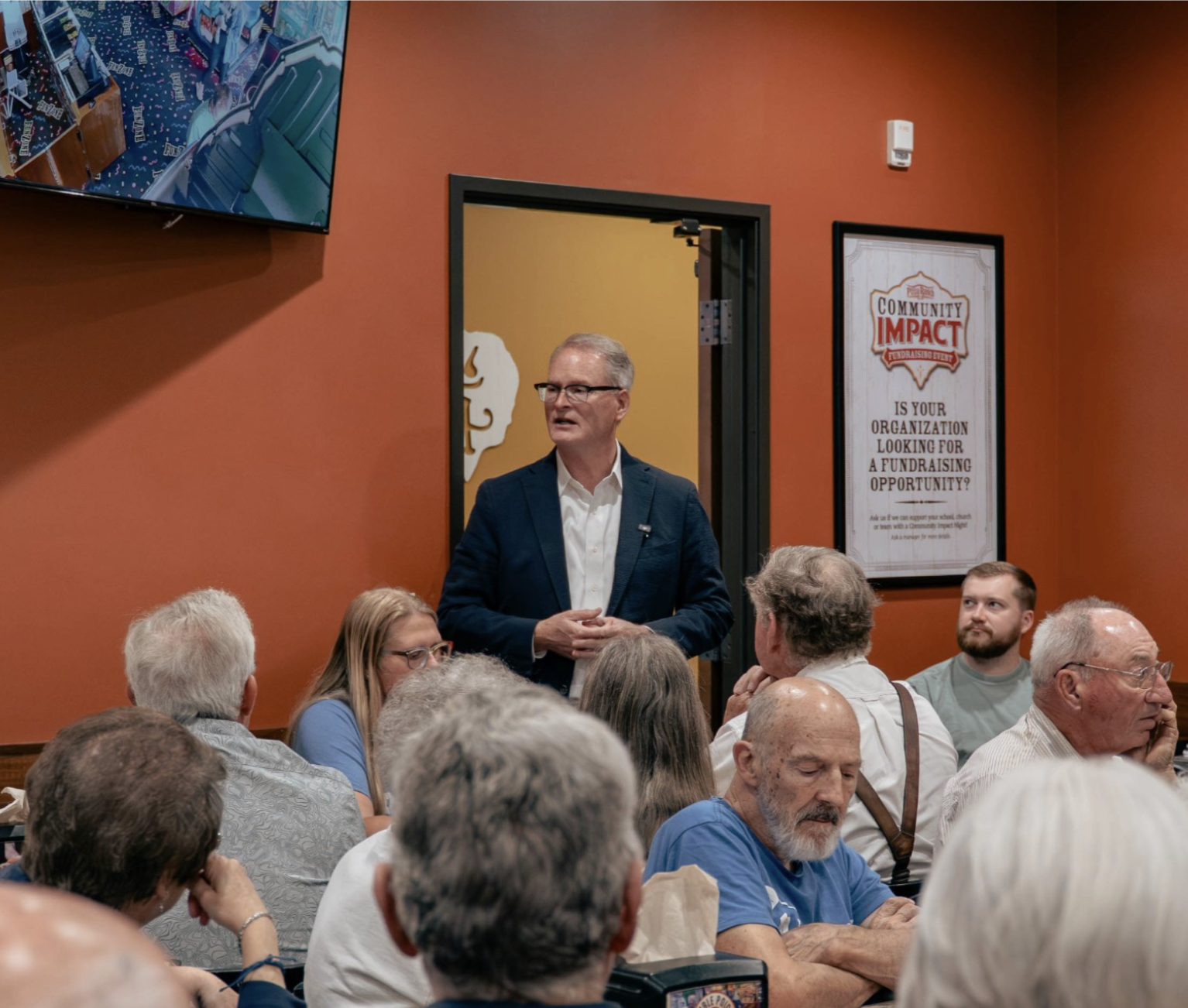 Adam Hamilton speaking to voters last week -photo from Hamilton's social media page