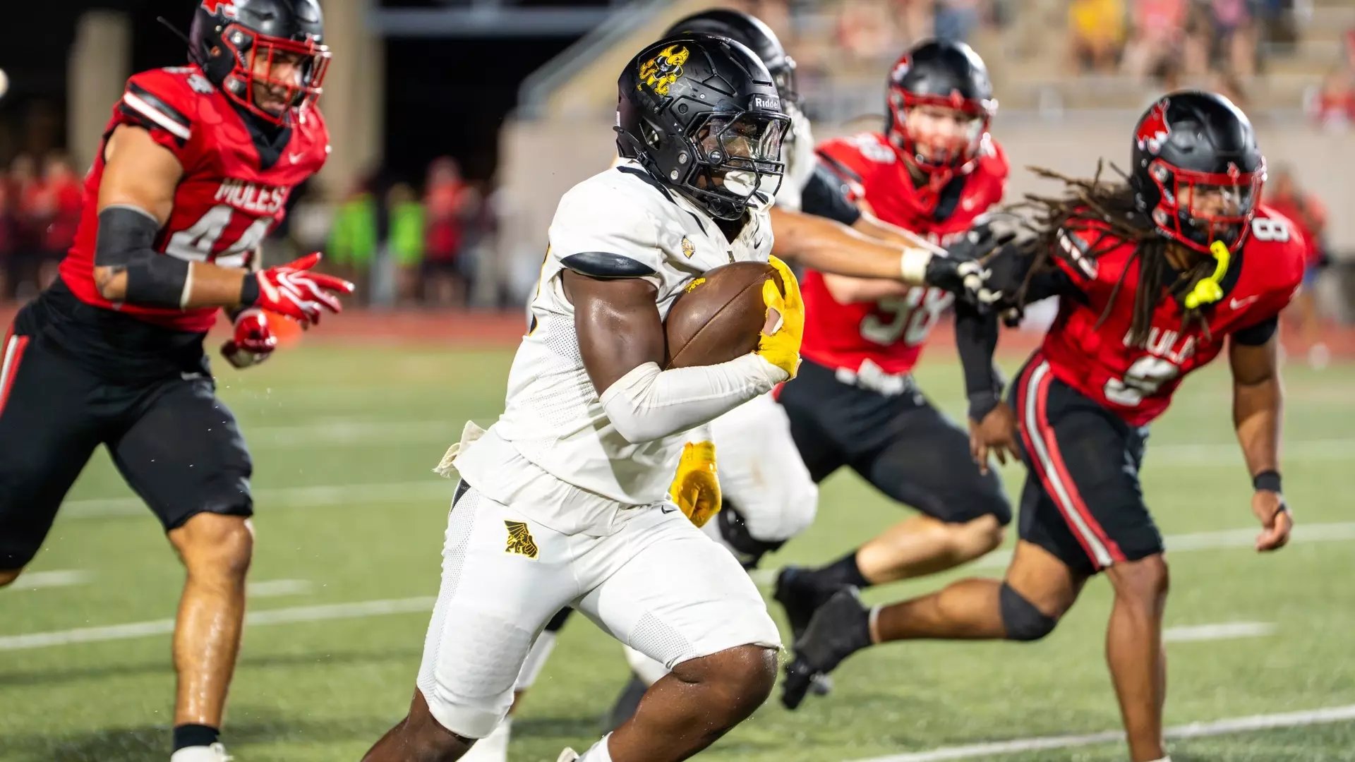 The Missouri Western State University football team's offense was stifled by Central Missouri in the MIAA opener between the two teams, the Griffons falling 49-10 on Thursday/ Photo courtesy of Jason Holland- MoWest Athletics