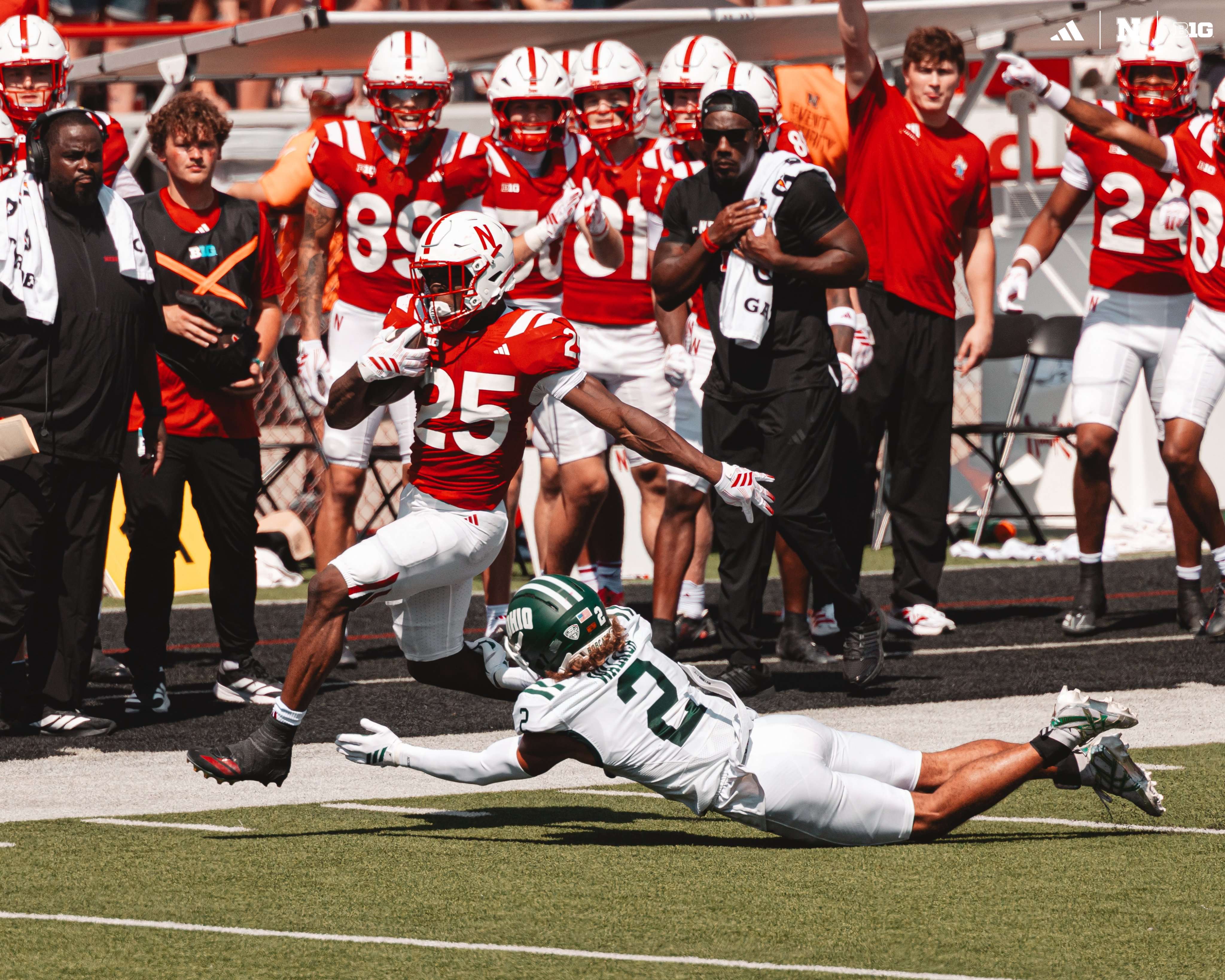 Freshman running back Jamal Rule rushed 15 times for 122 yards and two touchdowns as Nebraska used a big second half to beat Ohio 49-21/ Photo courtesy of Nebraska Football on X