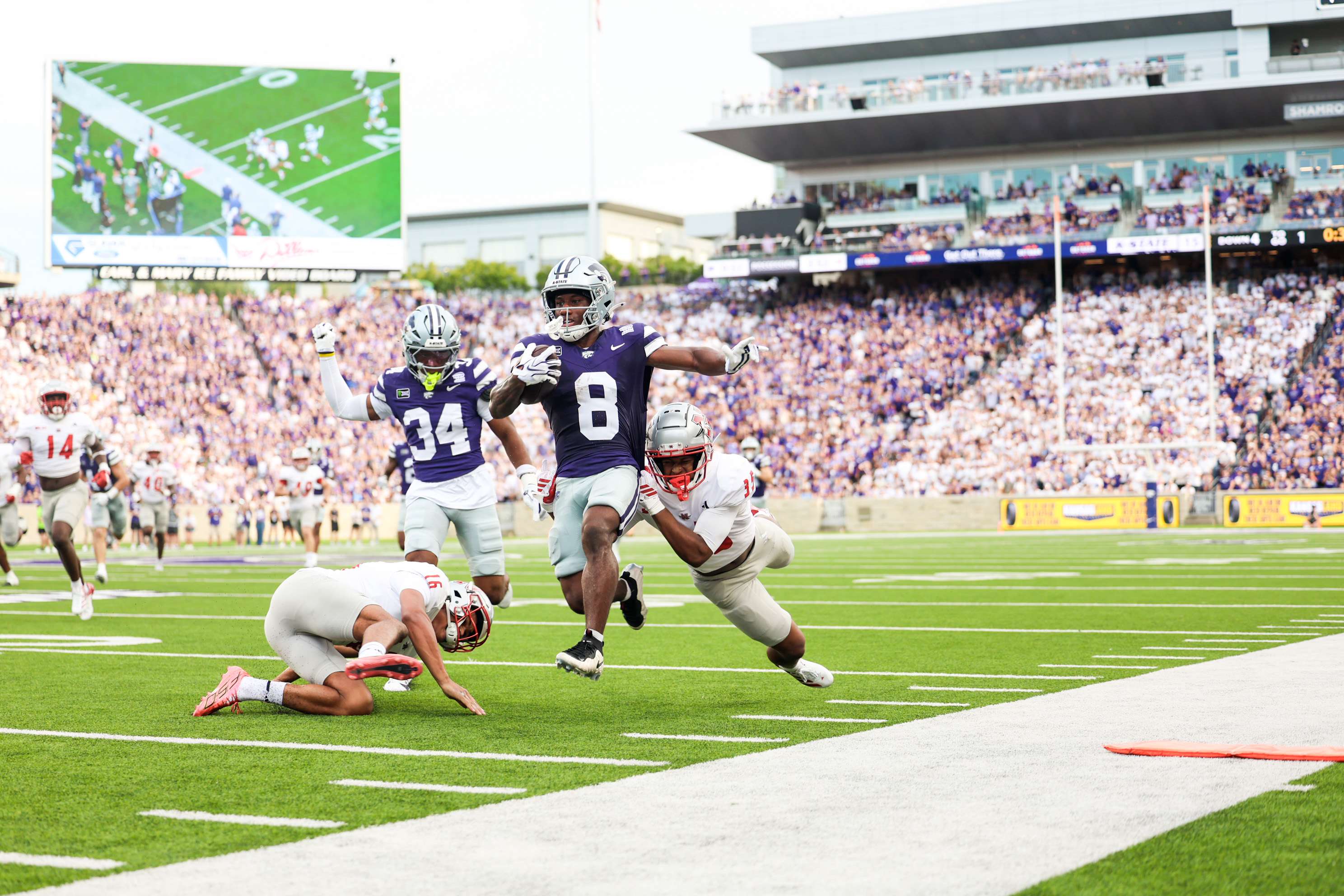 Kansas State punt returner Brandon White returned a punt 65 yards for a score to cap a 22 point first quarter as the Wildcats beat Nicholls 71-3 to open the Colin Klein era/ Photo courtesy of K State Football on X