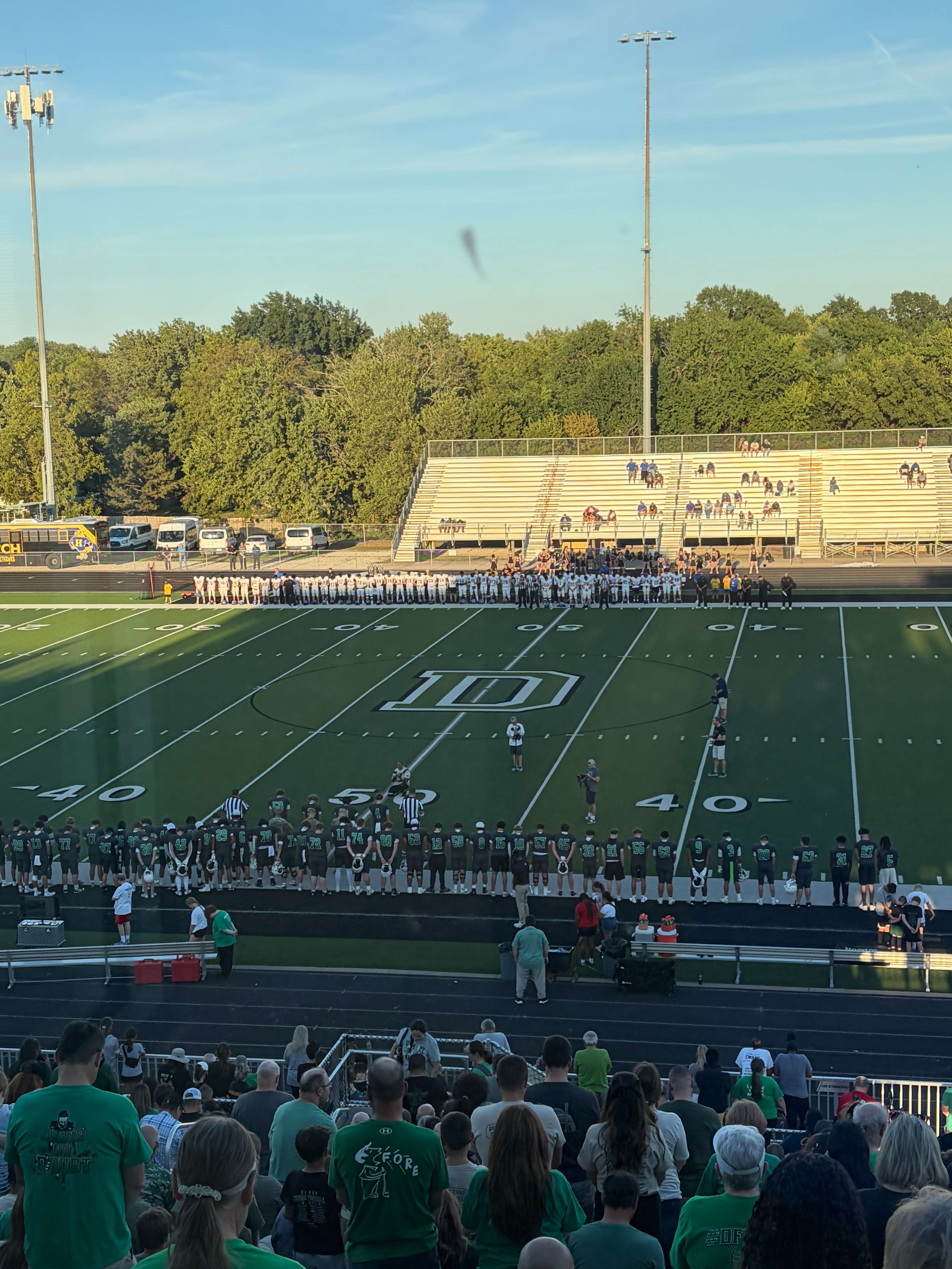 Hutchinson at Derby - Players and fans observing a moment of silence to commemorate the 25th Anniversary of 9/11.
