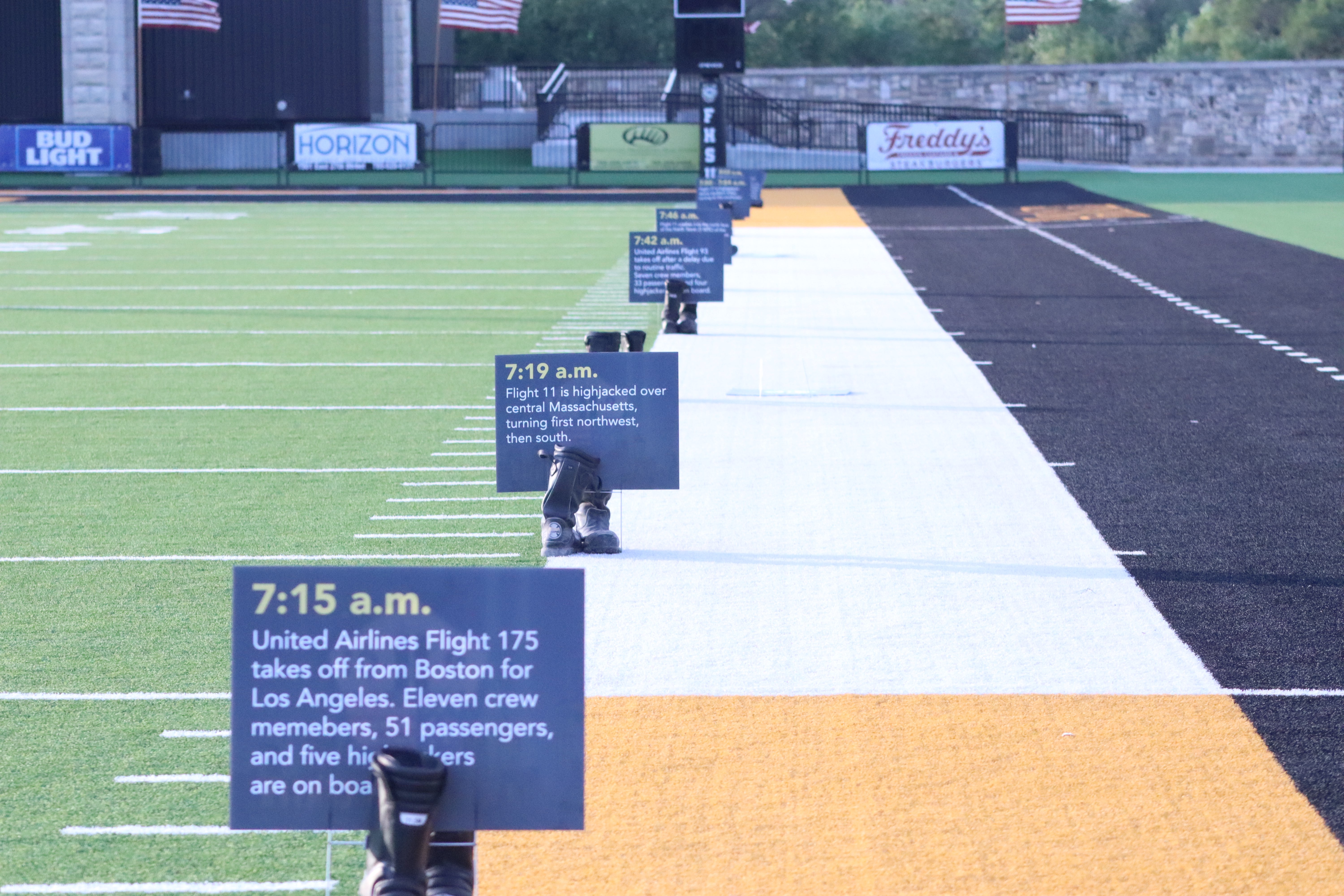 Signs giving a timeline of what happened that Tuesday morning &nbsp;