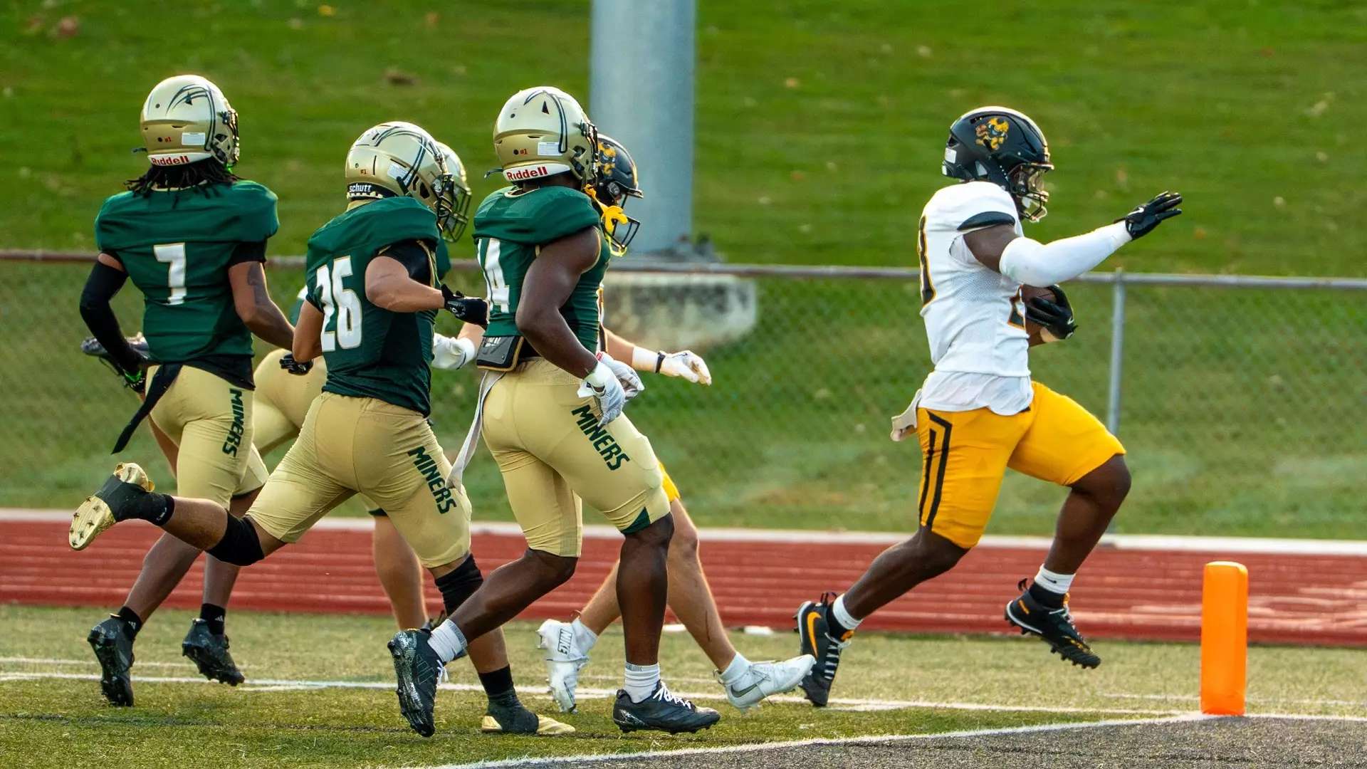 Rickie Dunn rushes in for a touchdown.&nbsp; Dunn rushed 18 times for 85 yards as MoWest secured their first win of the season beating Missouri S&amp;T 42-30/ Photo courtesy of Jason Holland-MoWest Athletics