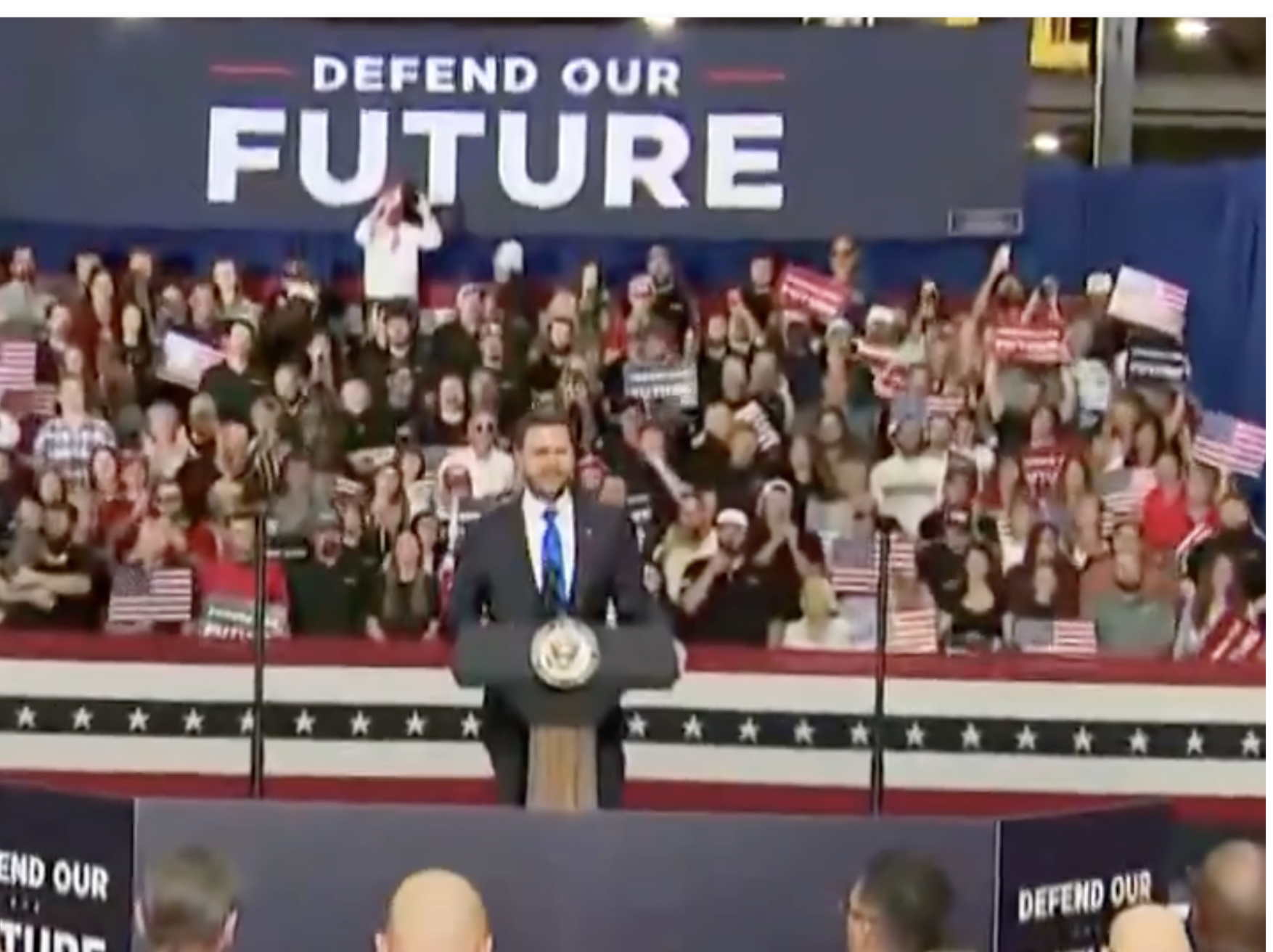 Vice President JD Vance on the campaign trail Monday in Kansas for Senator Roger Marshall image courtesy CSPAN