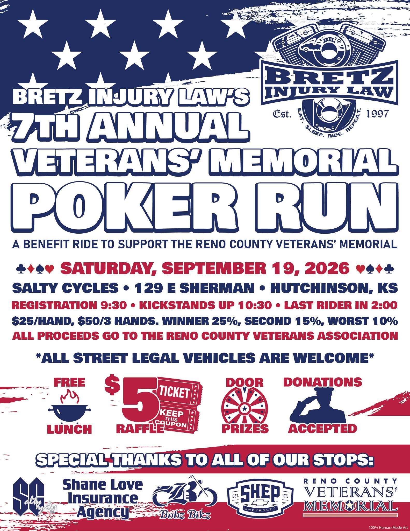Bretz Injury Law's Veterans' Memorial Poker Run 