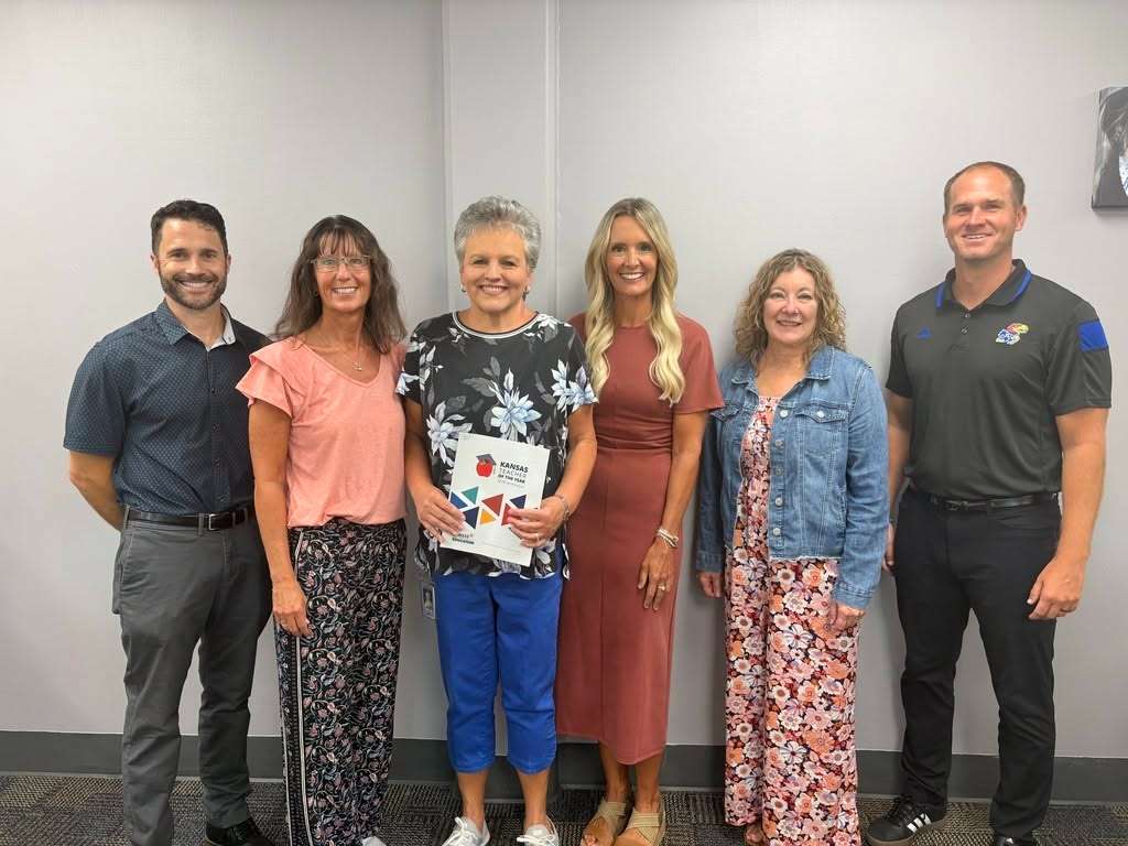 Paul Erickson, Director of Curriculum, Instruction, and Assessment 6-12, Cindy Couchman, Superintendent, Vicky Richardson – Math Teacher & Media Specialist, Prairie Hills Middle School, Abby Thompson, Principal - Prairie Hills Middle School, Susan Miller, PHMS instructor, Randall Rank, Assistant Principal - Prairie Hills Middle School. 