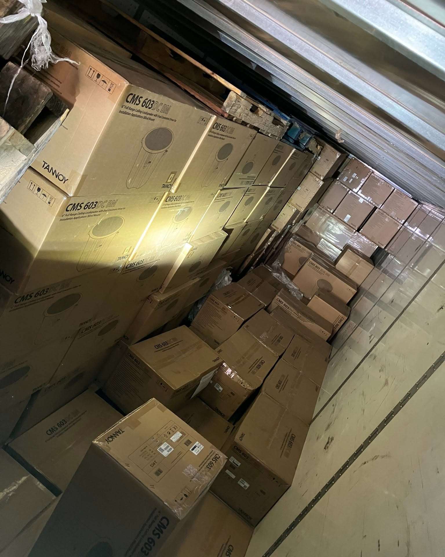 Pallets of boxed merchandise and commercial speakers are stacked inside the semi-trailer. The Nebraska State Patrol recovered the items during a September 9 traffic stop near Gothenburg. (Courtesy NSP) 