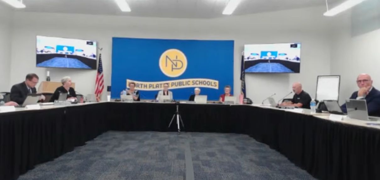 Members of the North Platte Public Schools Board of Education discuss the district’s proposed budget and property-tax request during a meeting Monday, Sept. 14, 2026. The board is scheduled to hold a joint public hearing Wednesday, Sept. 16, at 6 p.m. at the Mid-Plains Community College South Campus Theater. 